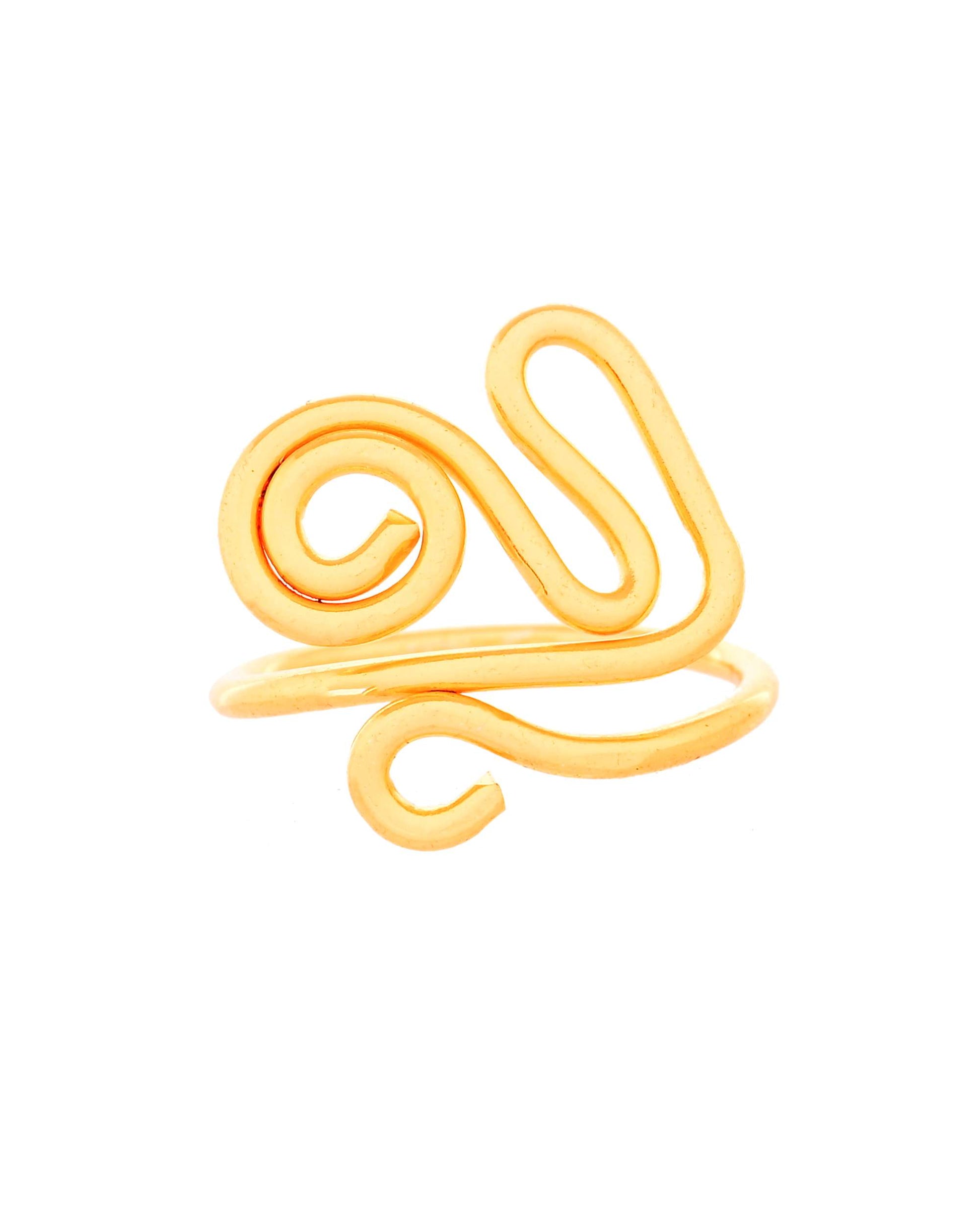 Jewels Nest Gold-Tone Adjustable Spiral Ring – Minimalist Contemporary Finger Ring for Women 