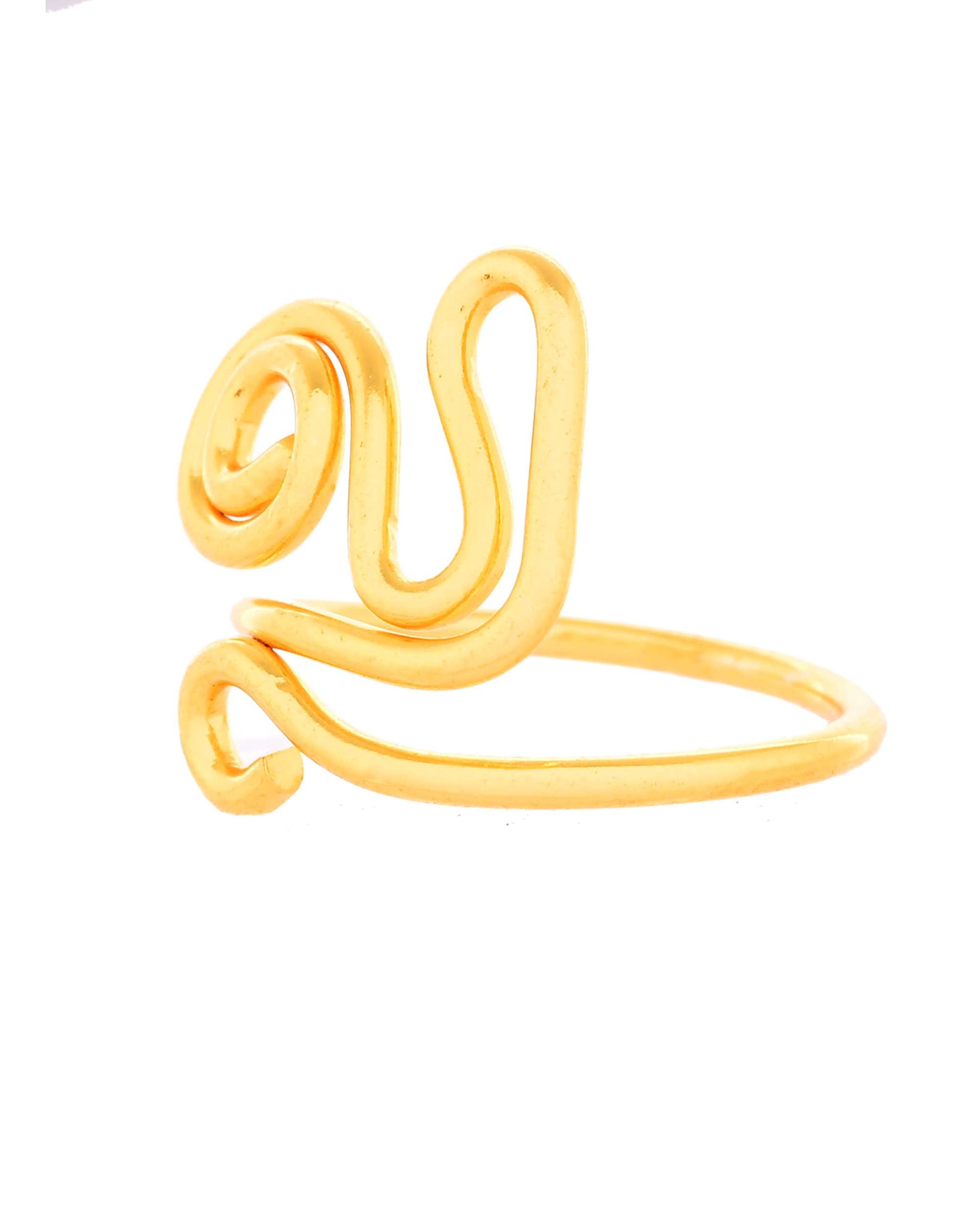 Jewels Nest Gold-Tone Adjustable Spiral Ring – Minimalist Contemporary Finger Ring for Women 