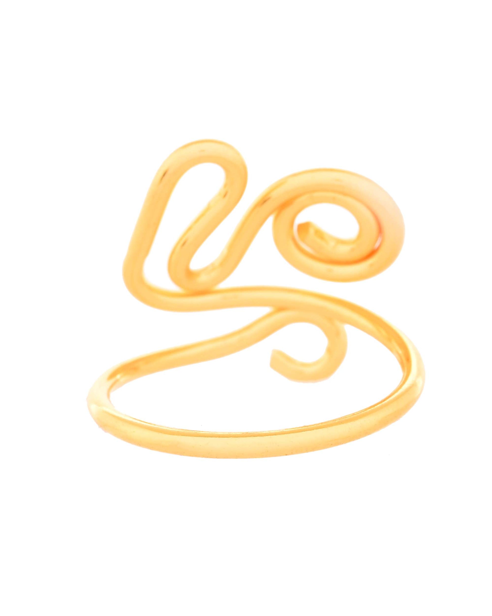 Jewels Nest Gold-Tone Adjustable Spiral Ring – Minimalist Contemporary Finger Ring for Women 