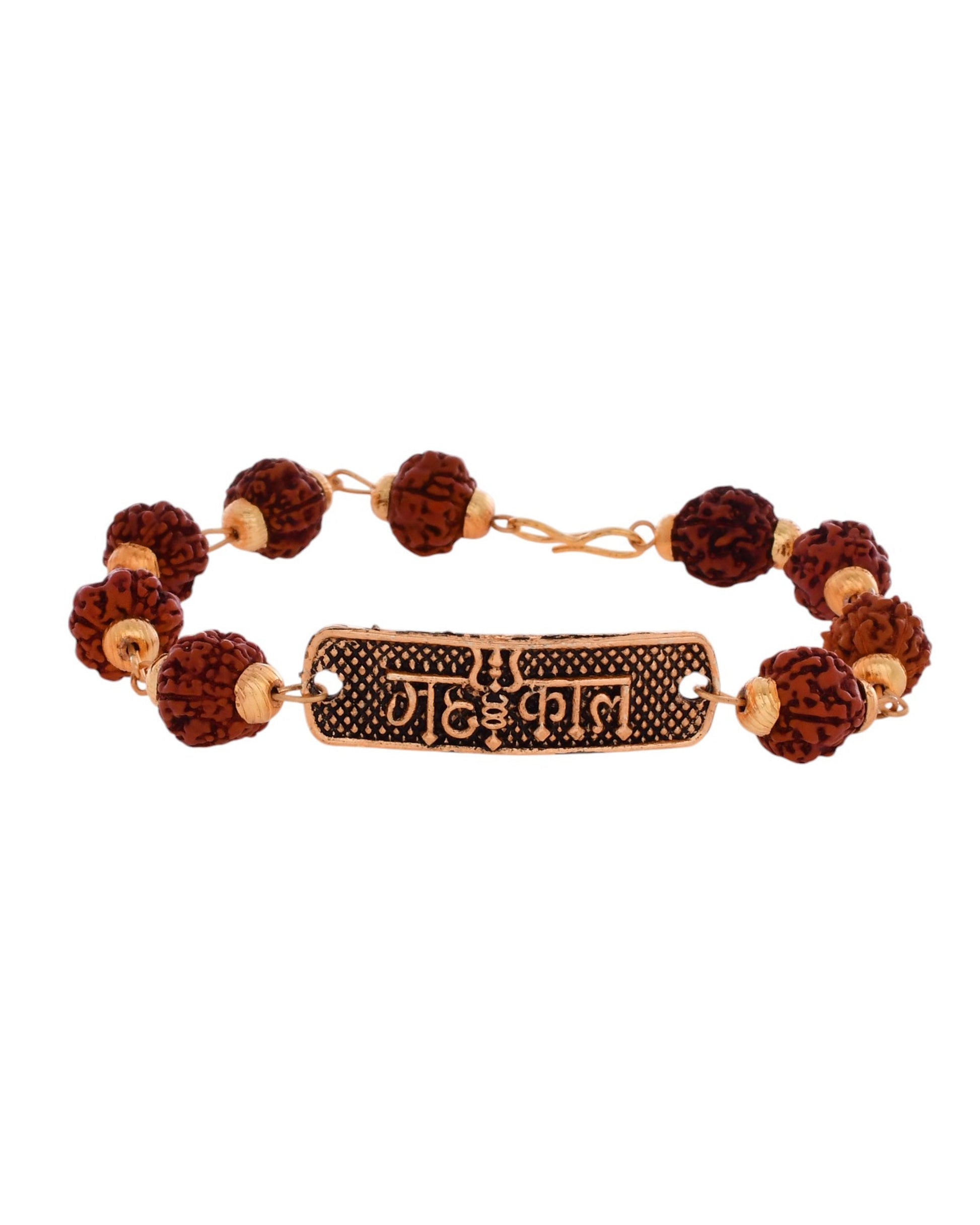 Jewels Nest Spiritual Rudraksha & Gold-Polished Bracelet Jewels Nest