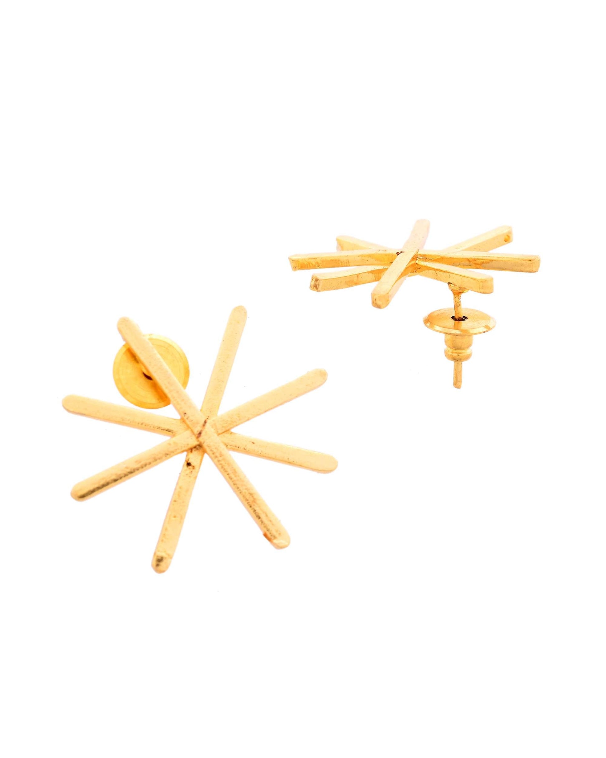 Jewels Nest Gold-Plated Statement Starburst Stud Earrings | Anti-Tarnish Bold Geometric Earwear for Women - Swadesiicart