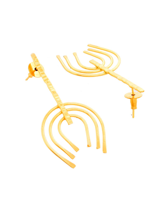 Jewels Nest Contemporary Arch Design Gold Earrings for Women – Matte Finish Statement Jewelry