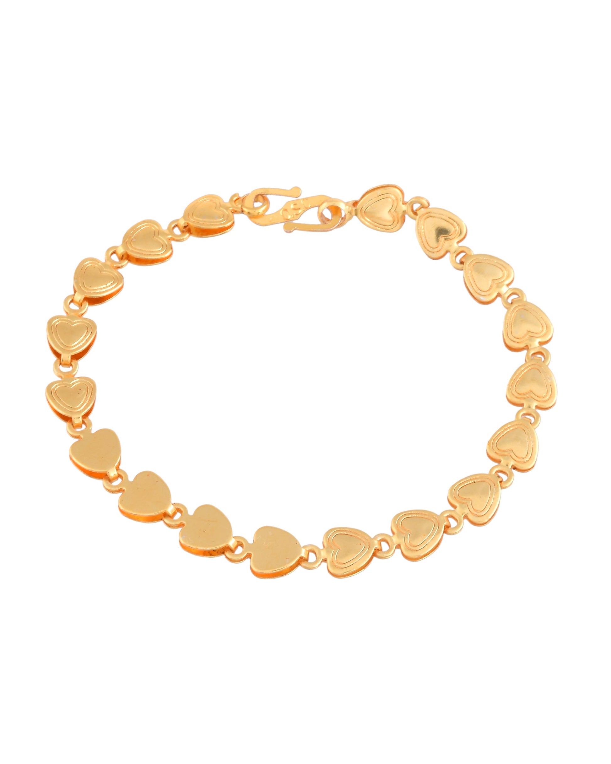 Jewels Nest Elegant Fancy Gold Bracelet with Heart-Shaped Links Jewels Nest