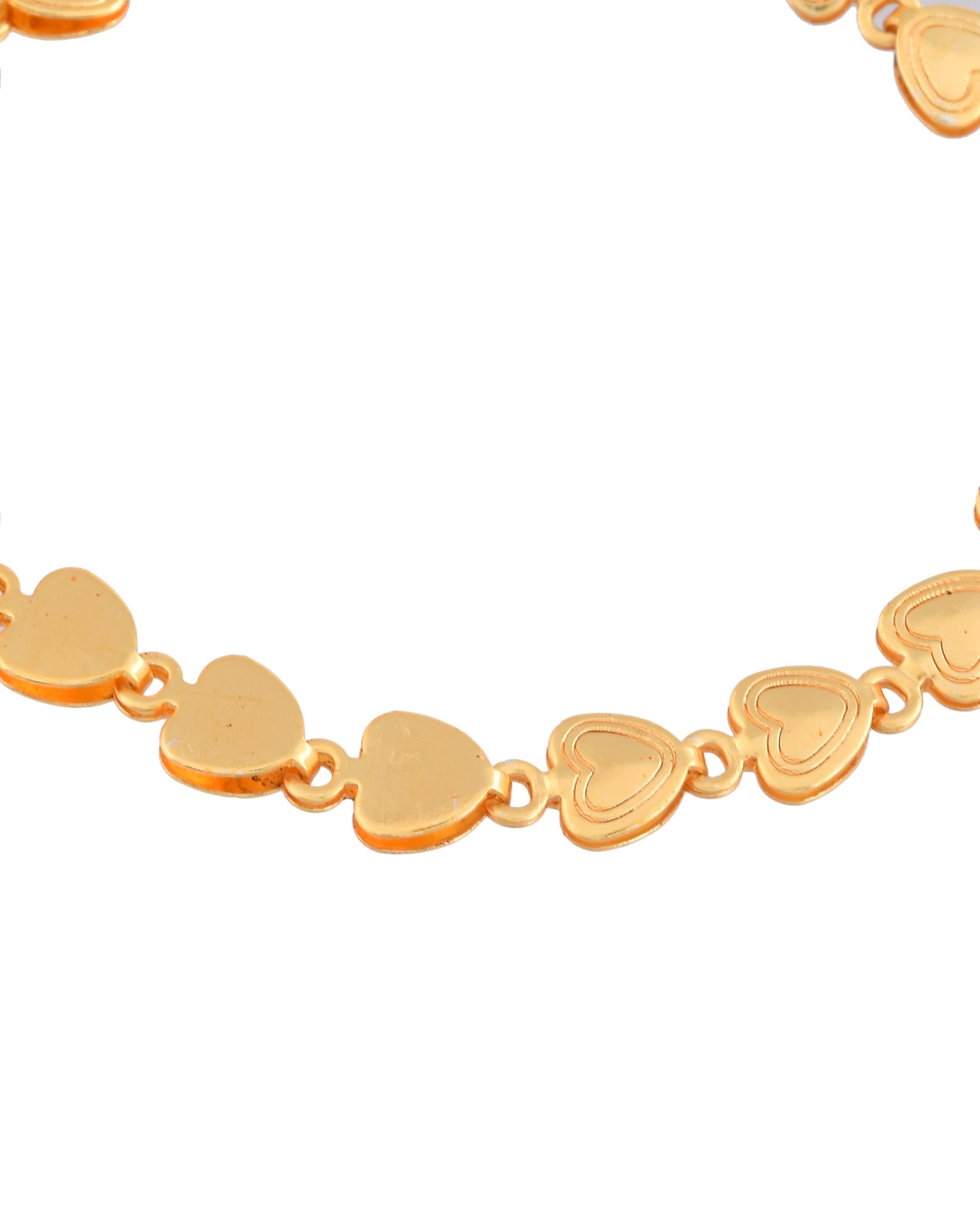 Jewels Nest Elegant Fancy Gold Bracelet with Heart-Shaped Links Jewels Nest