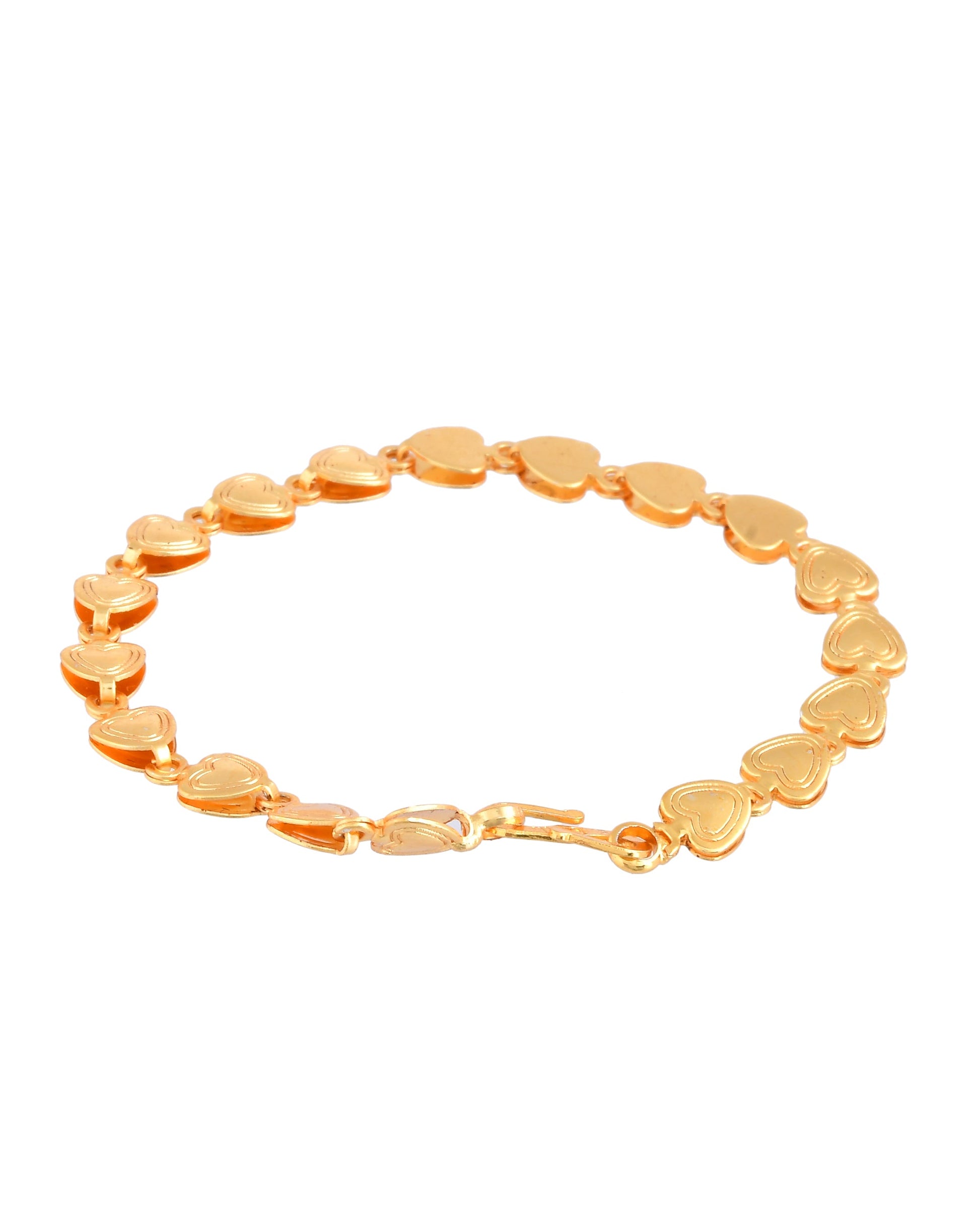 Jewels Nest Elegant Fancy Gold Bracelet with Heart-Shaped Links Jewels Nest