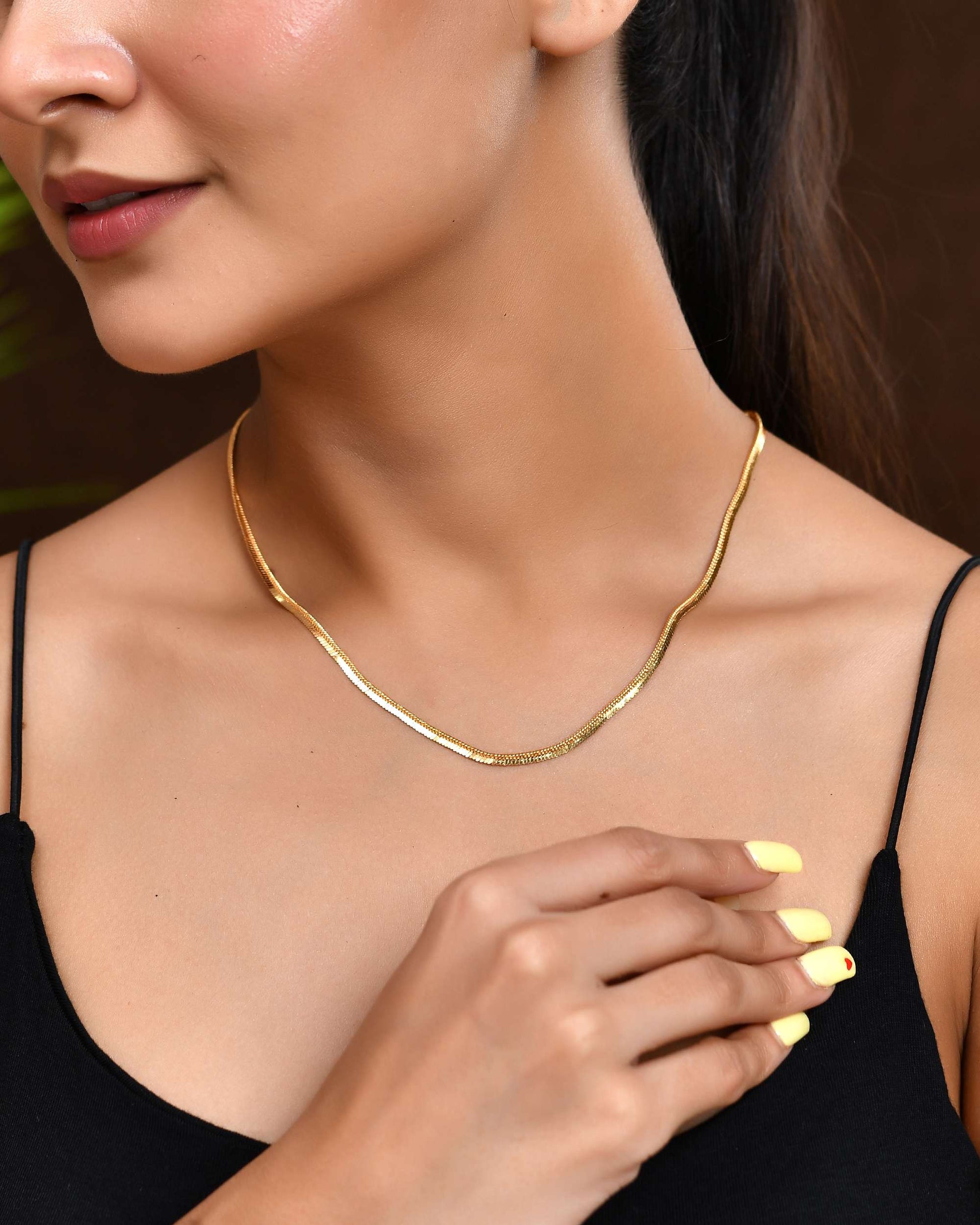 Jewels Nest Gold-Plated Stainless Steel Sleek Chain for Women 