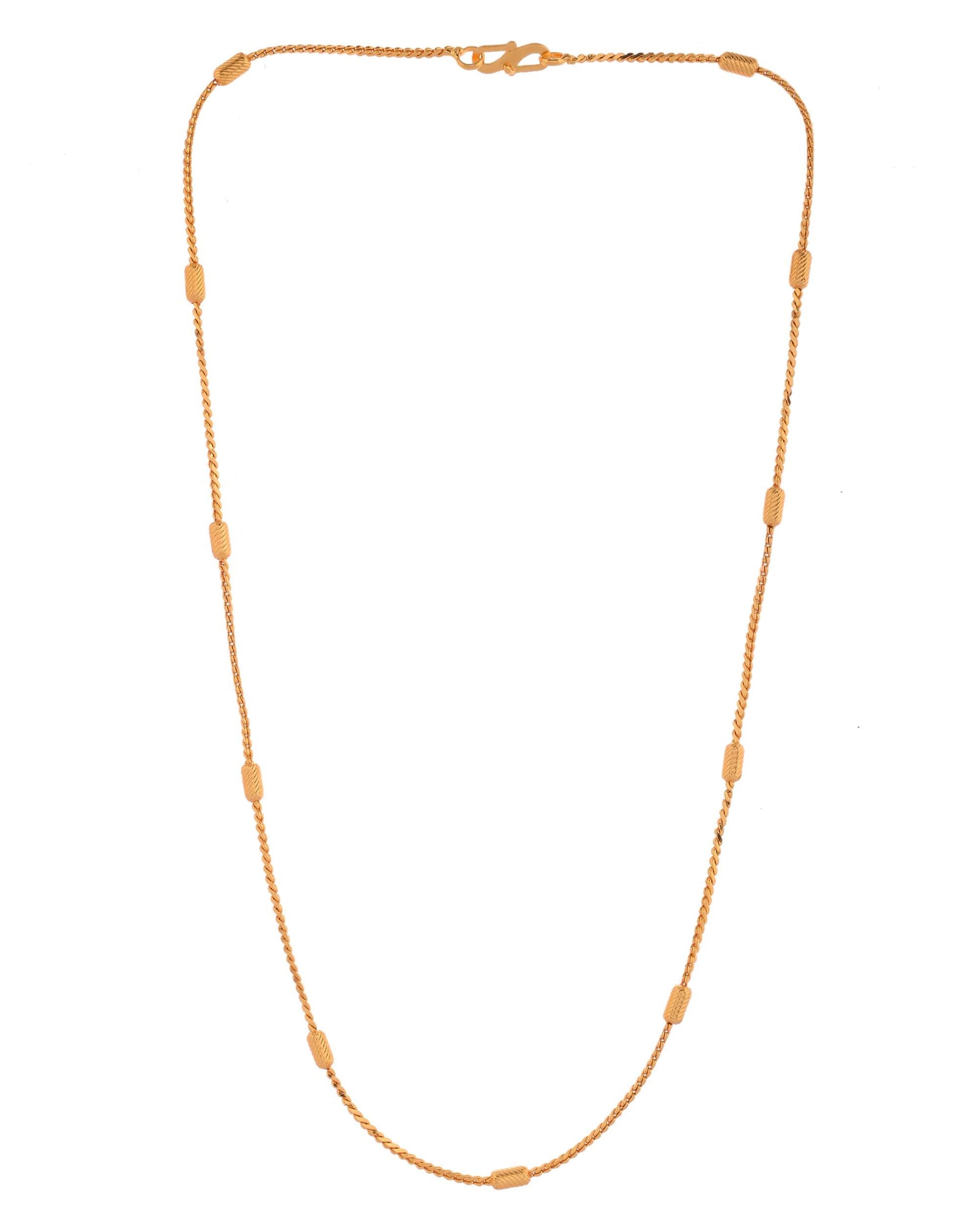 Jewels Nest Classic Golden Chain with Knurled Cylinder Detailing 