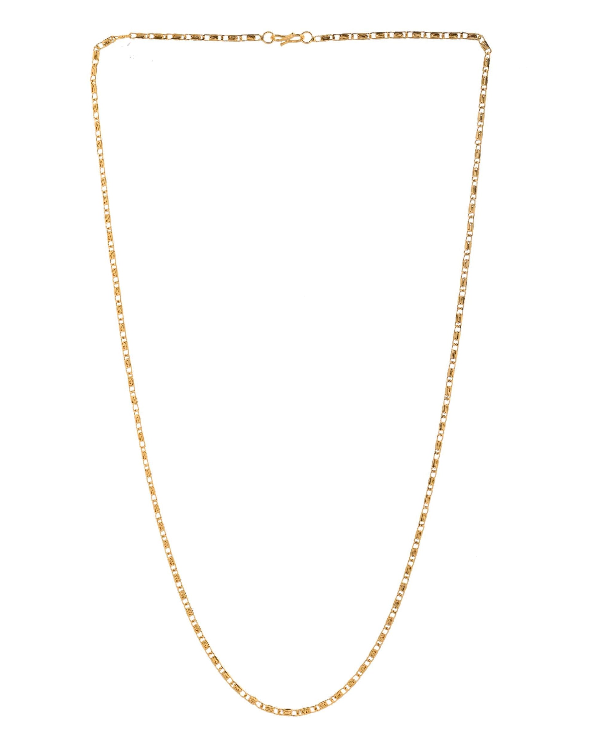 Jewels Nest Textured Rectangle Link Chain in Gold Finish 