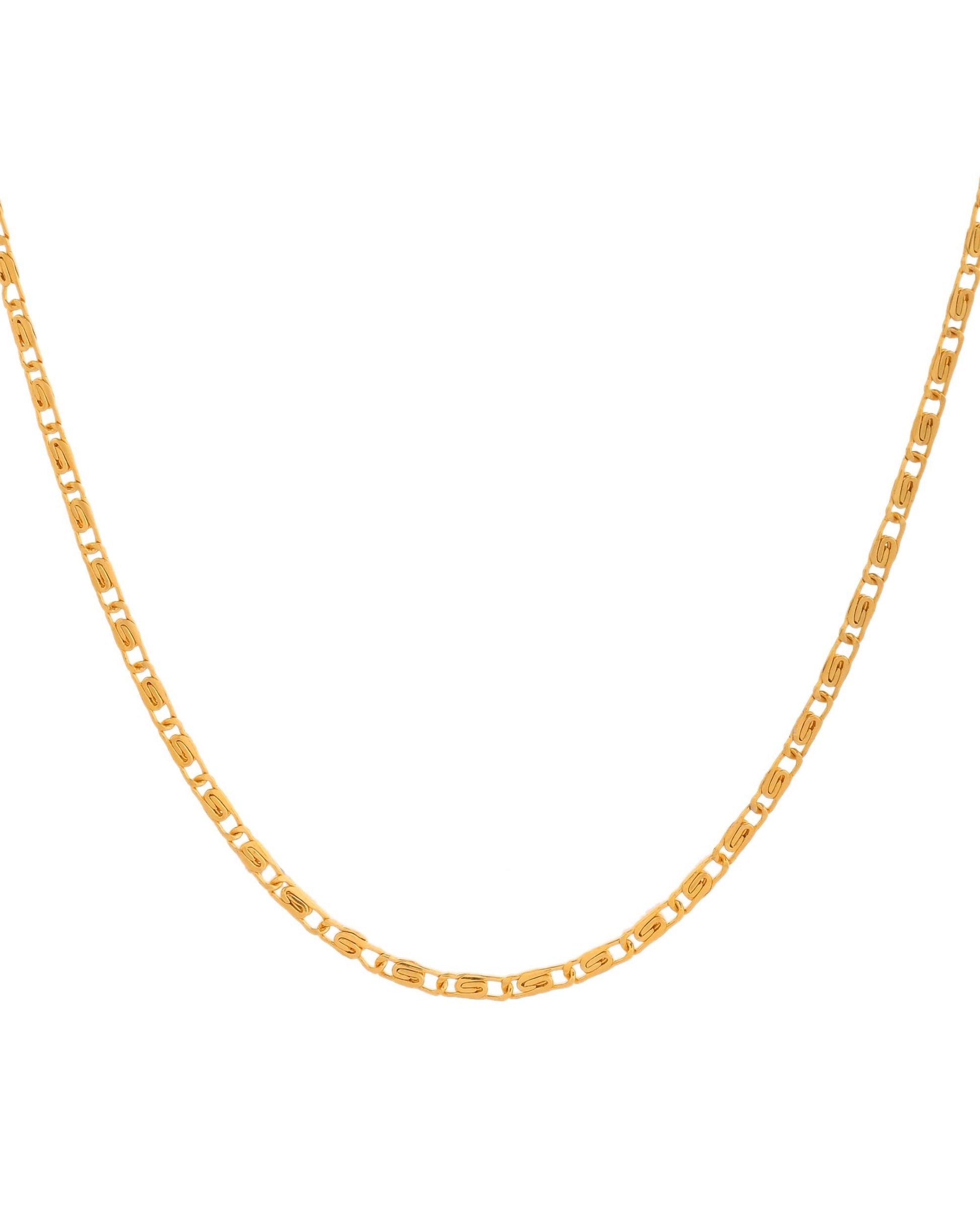 Jewels Nest Textured Rectangle Link Chain in Gold Finish 
