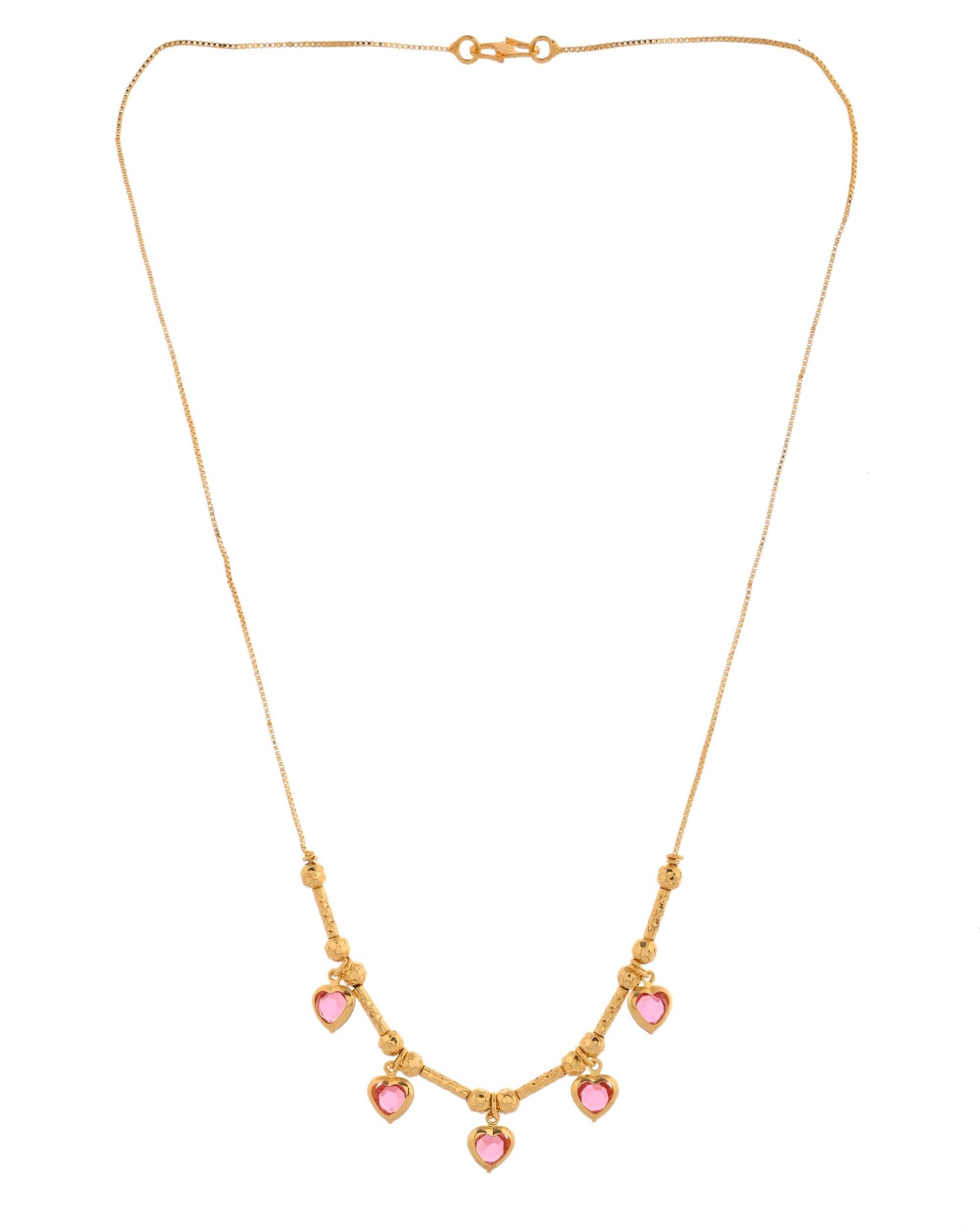 Jewels Nest Love-Inspired Gold Chain with Dainty Heart Drops 