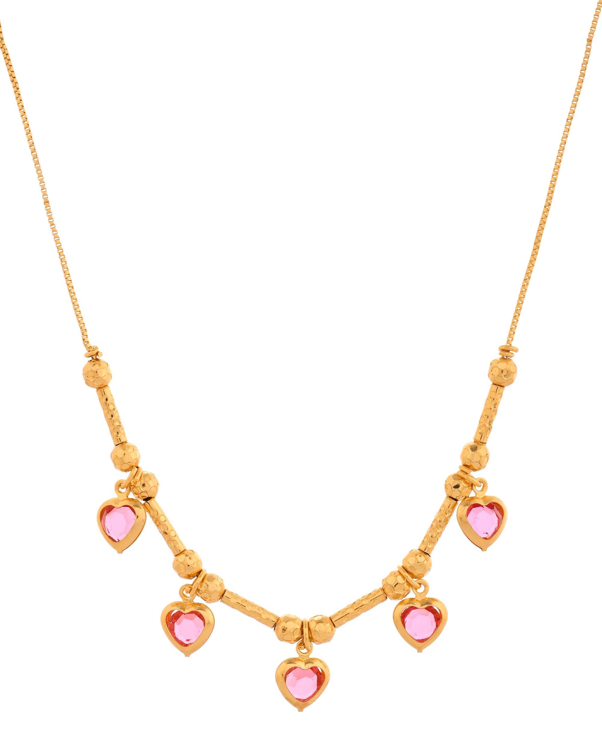 Jewels Nest Love-Inspired Gold Chain with Dainty Heart Drops 