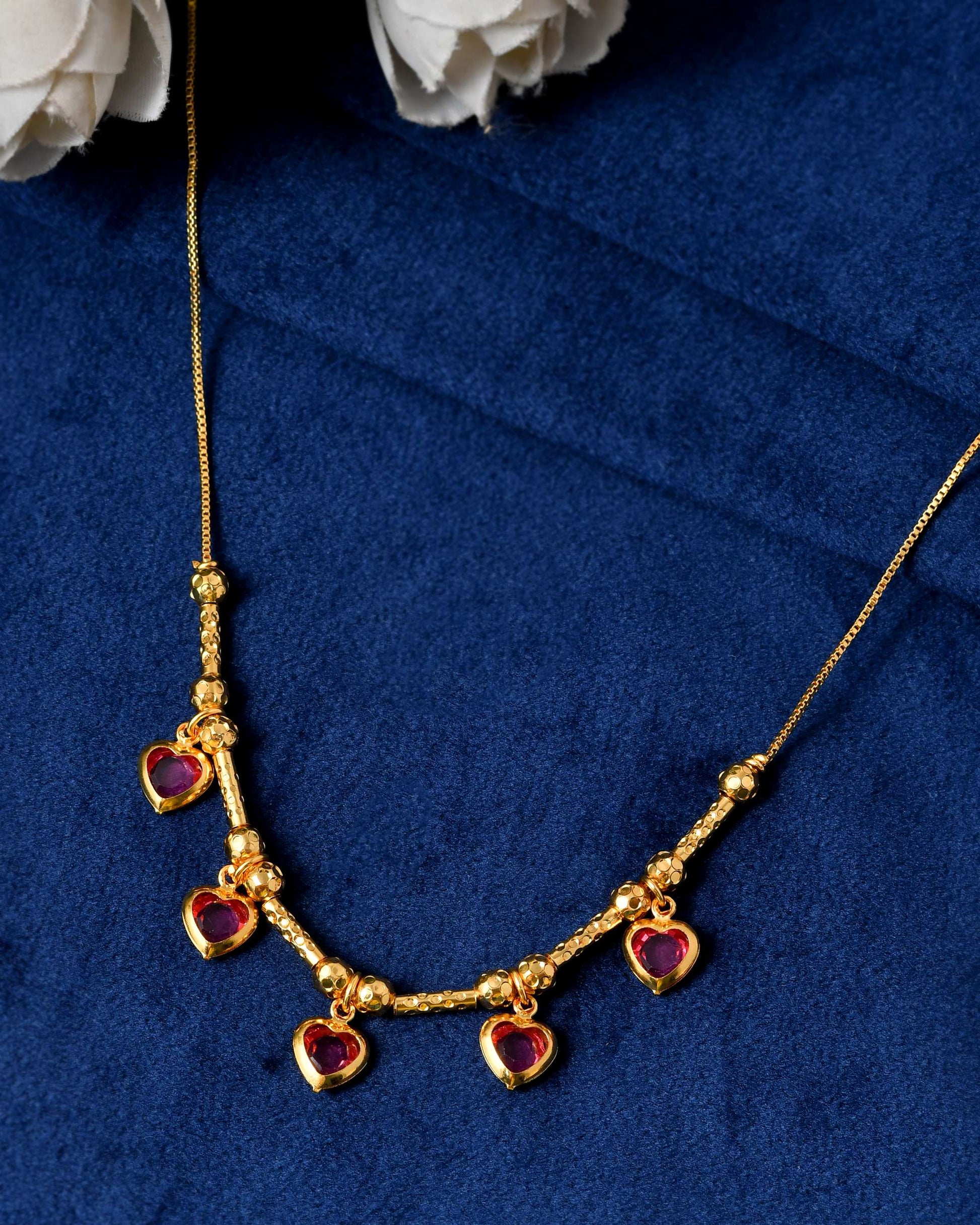 Jewels Nest Love-Inspired Gold Chain with Dainty Heart Drops 