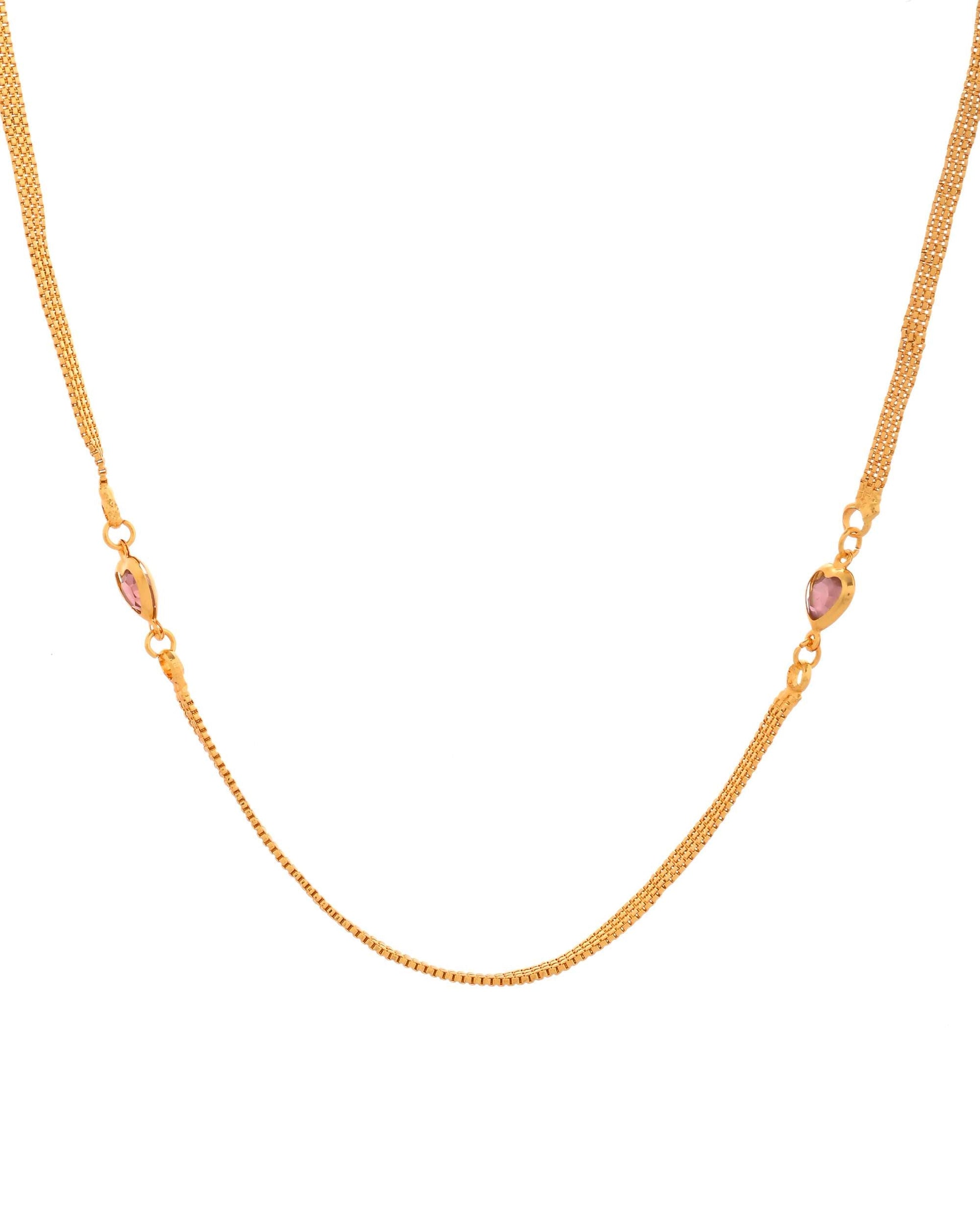 Jewels Nest Gold Plated Chain with Purple Heart Charms – Romantic Design 