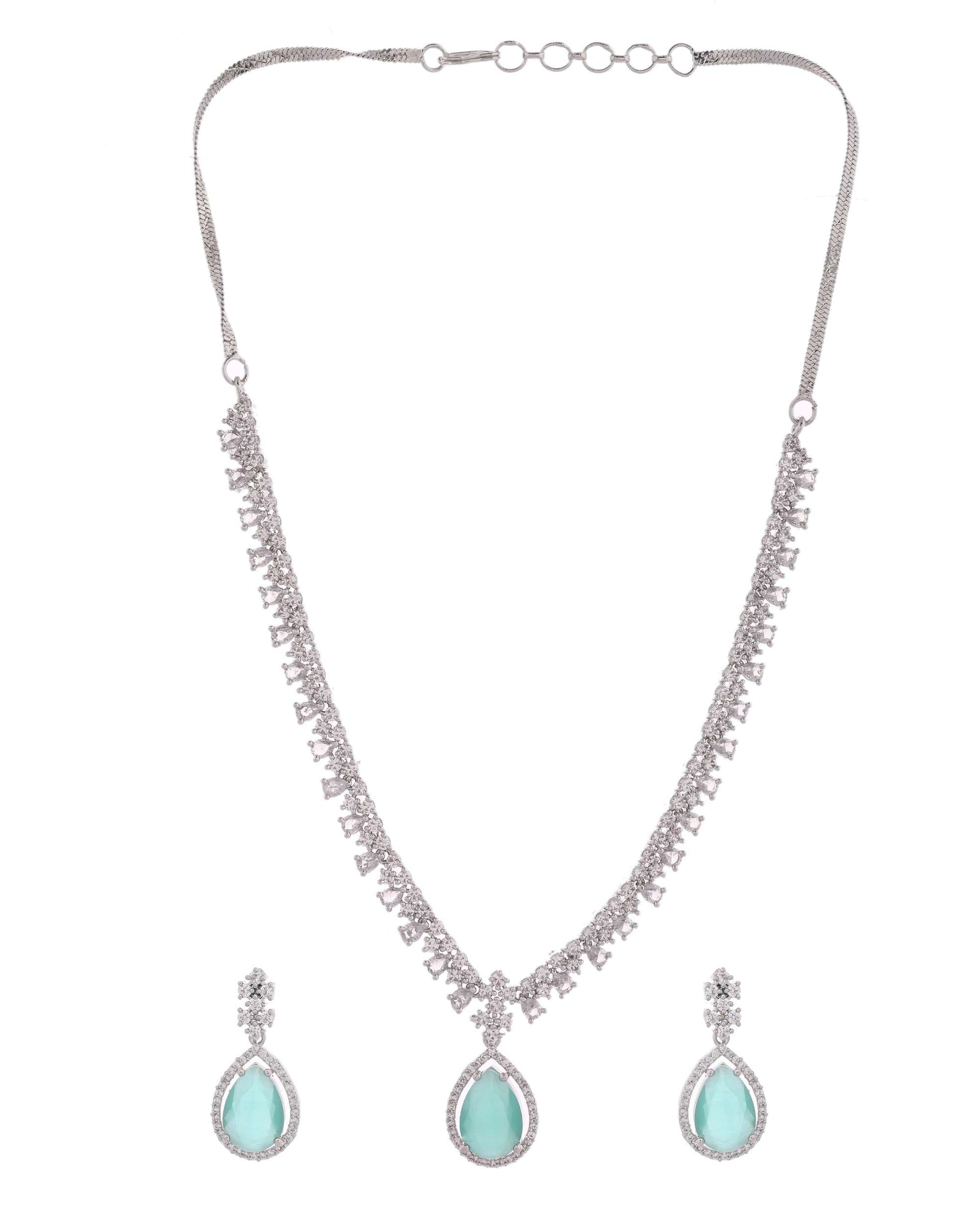 Jewels Nest Silver-Plated American Diamond & Cubic Zirconia Studded Jewellery Set Jewels Nest