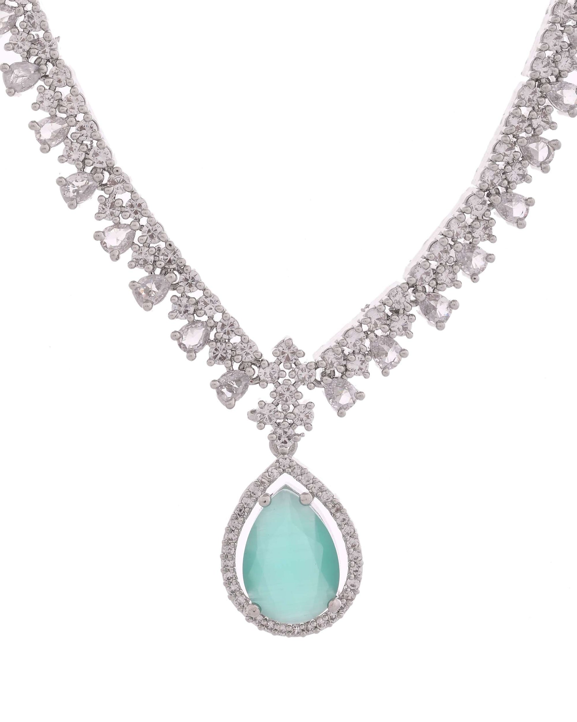 Jewels Nest Silver-Plated American Diamond & Cubic Zirconia Studded Jewellery Set Jewels Nest