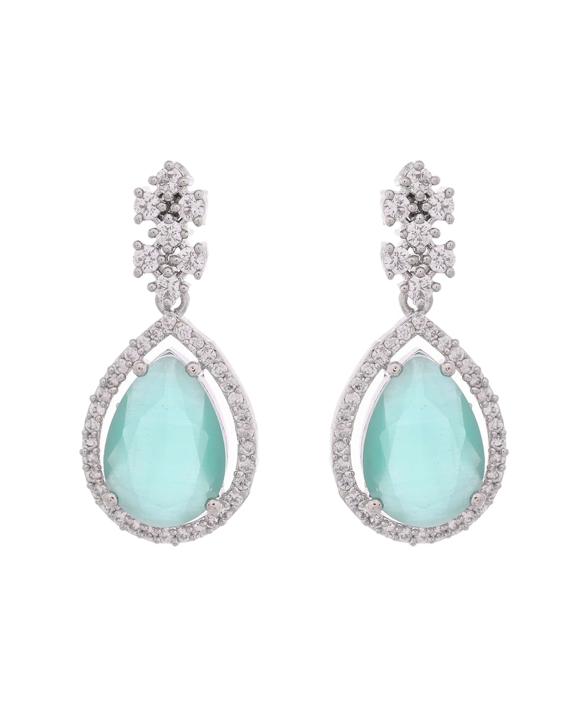 Jewels Nest Silver-Plated American Diamond & Cubic Zirconia Studded Jewellery Set Jewels Nest