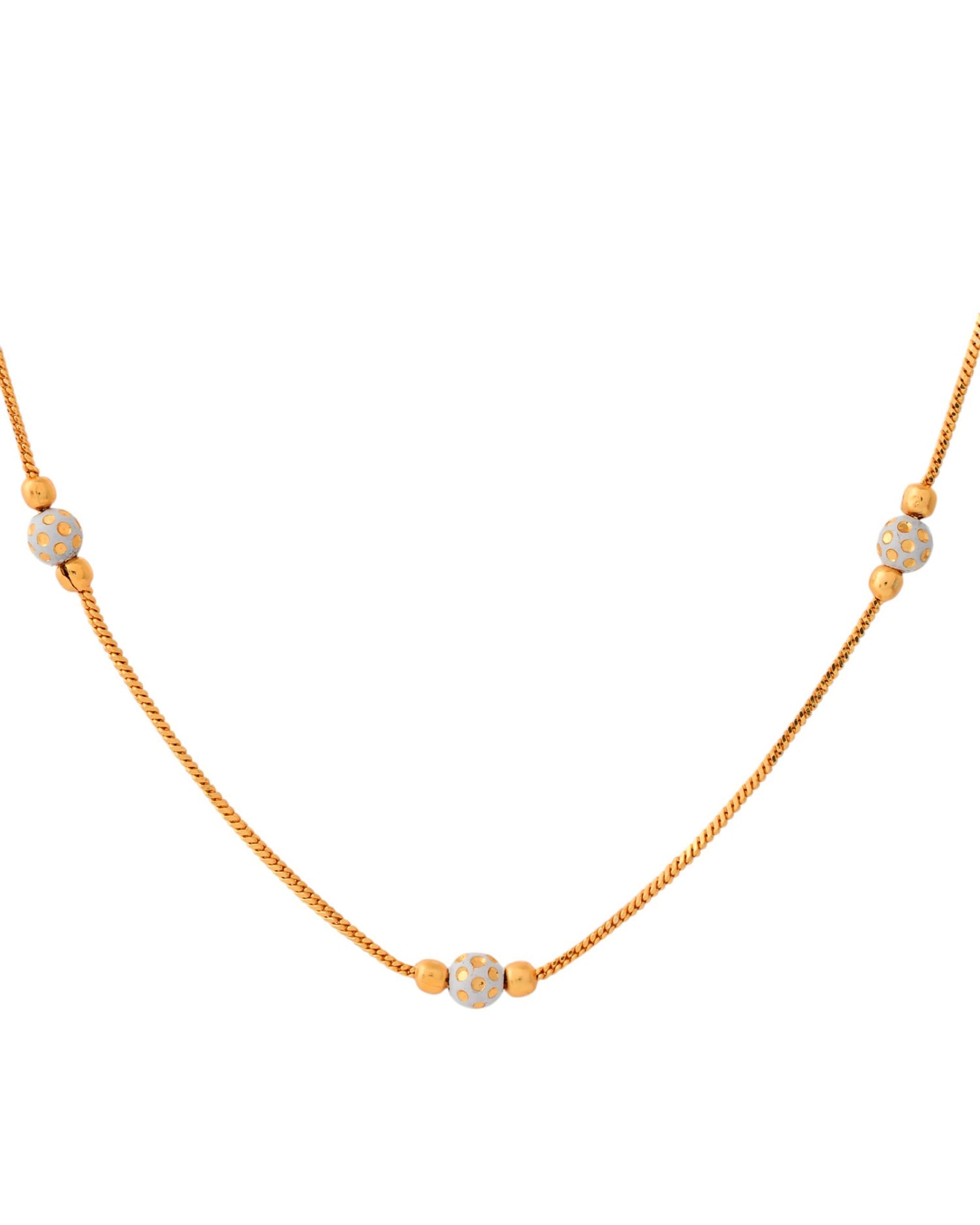 Jewels Nest Elegant Gold-Polished Beaded Chain – Premium Brass Designer Jewelry | Swadesiicart
