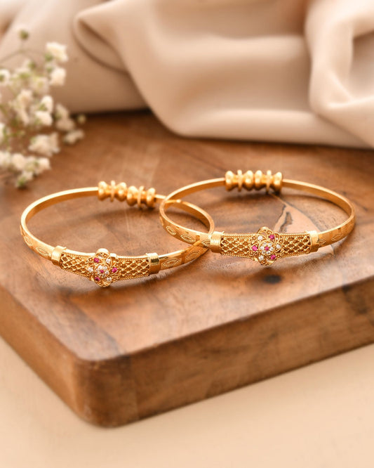 Jewels Nest Gold Plated Floral Design Bangles Set For Women – Festive & Traditional Wear