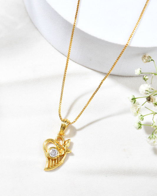 Jewels Nest Elegant Gold-Polished Couple Pendant Set | Swadesiicart