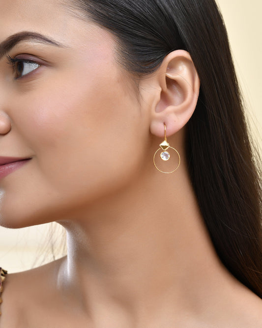 Jewels Nest Gold-Tone Hoop Earrings with Square Crystal Detailing Jewels Nest
