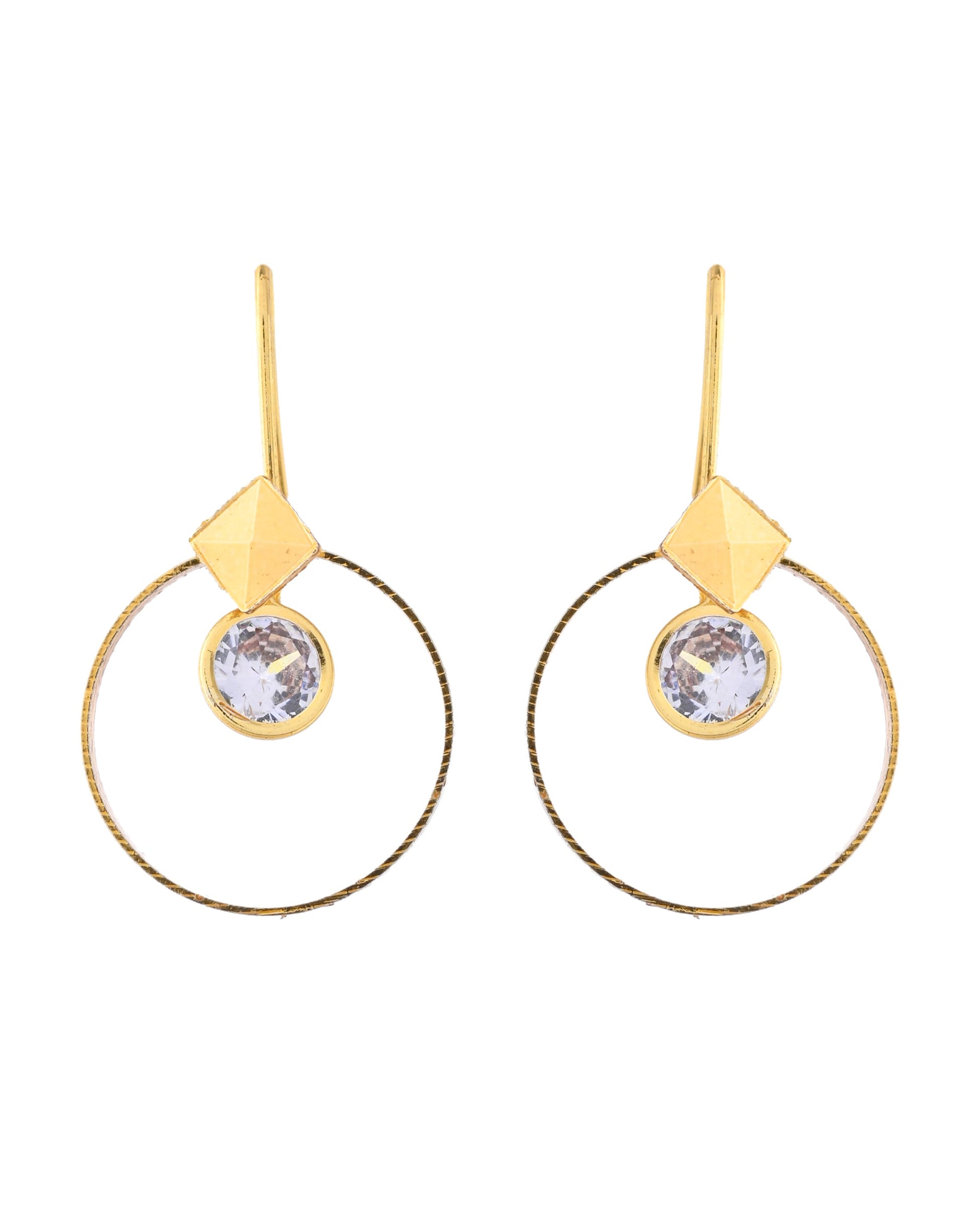 Jewels Nest Gold-Tone Hoop Earrings with Square Crystal Detailing Jewels Nest