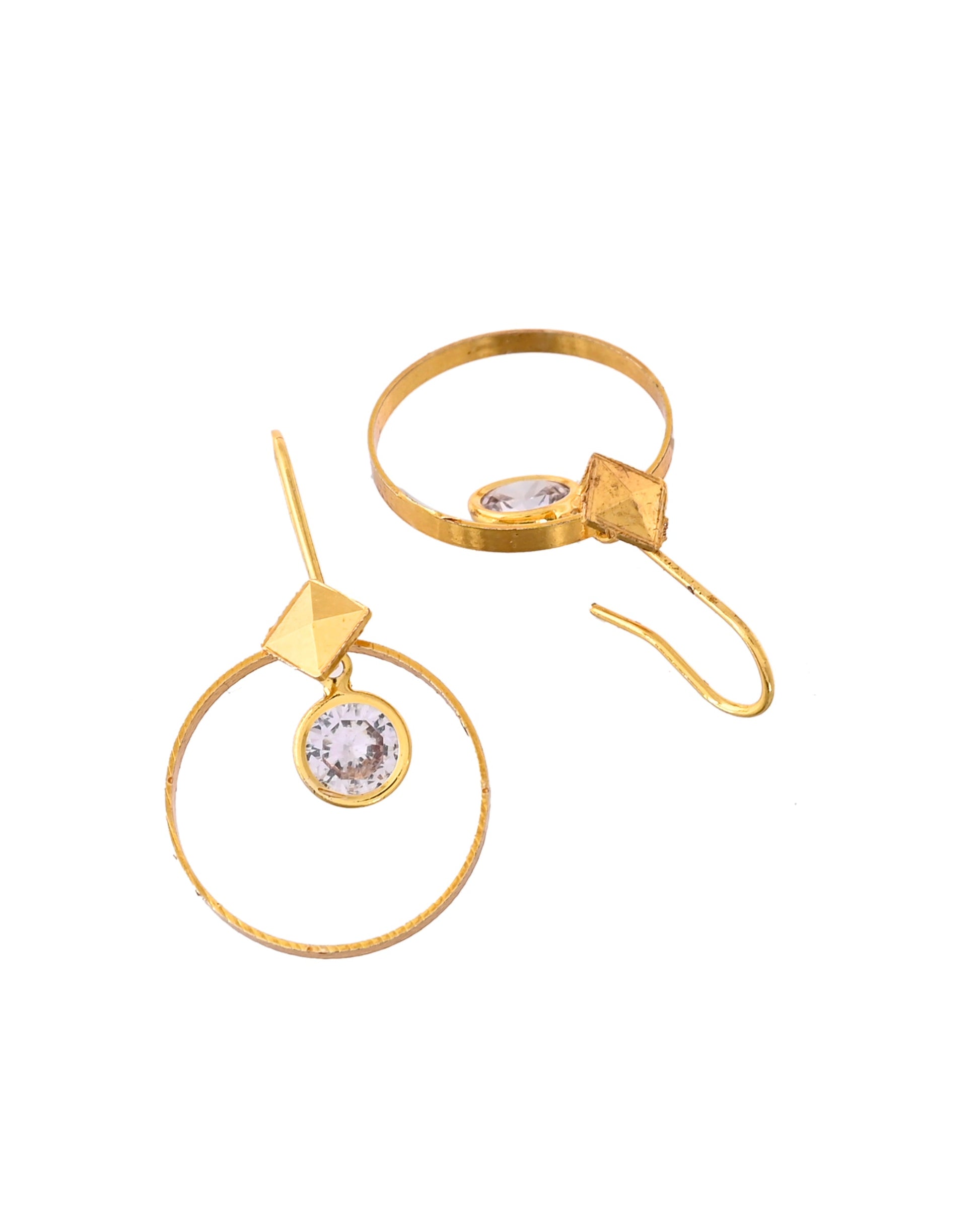 Jewels Nest Gold-Tone Hoop Earrings with Square Crystal Detailing Jewels Nest
