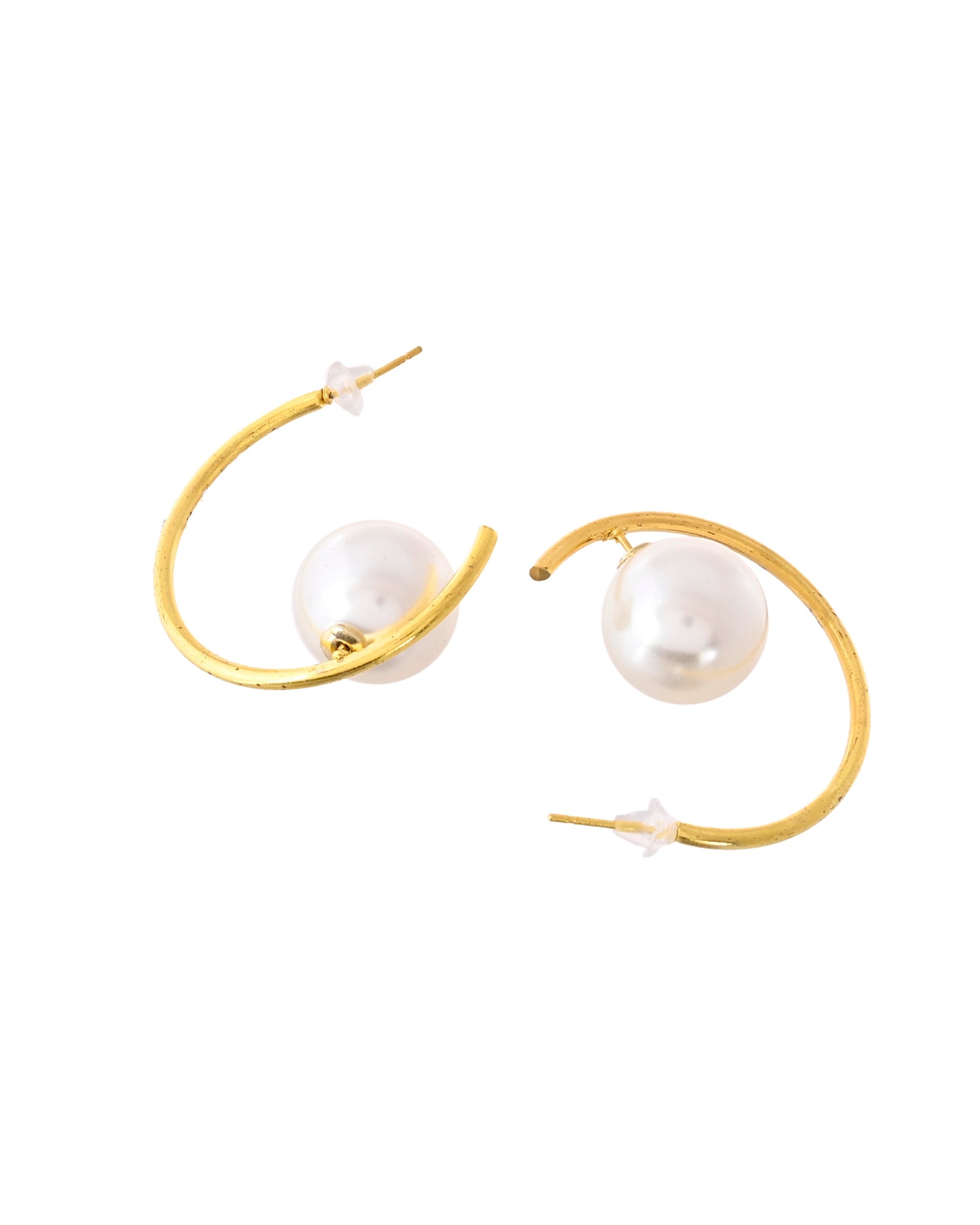 Jewels Nest Golden Halo Pearl Hoops Jewels Nest