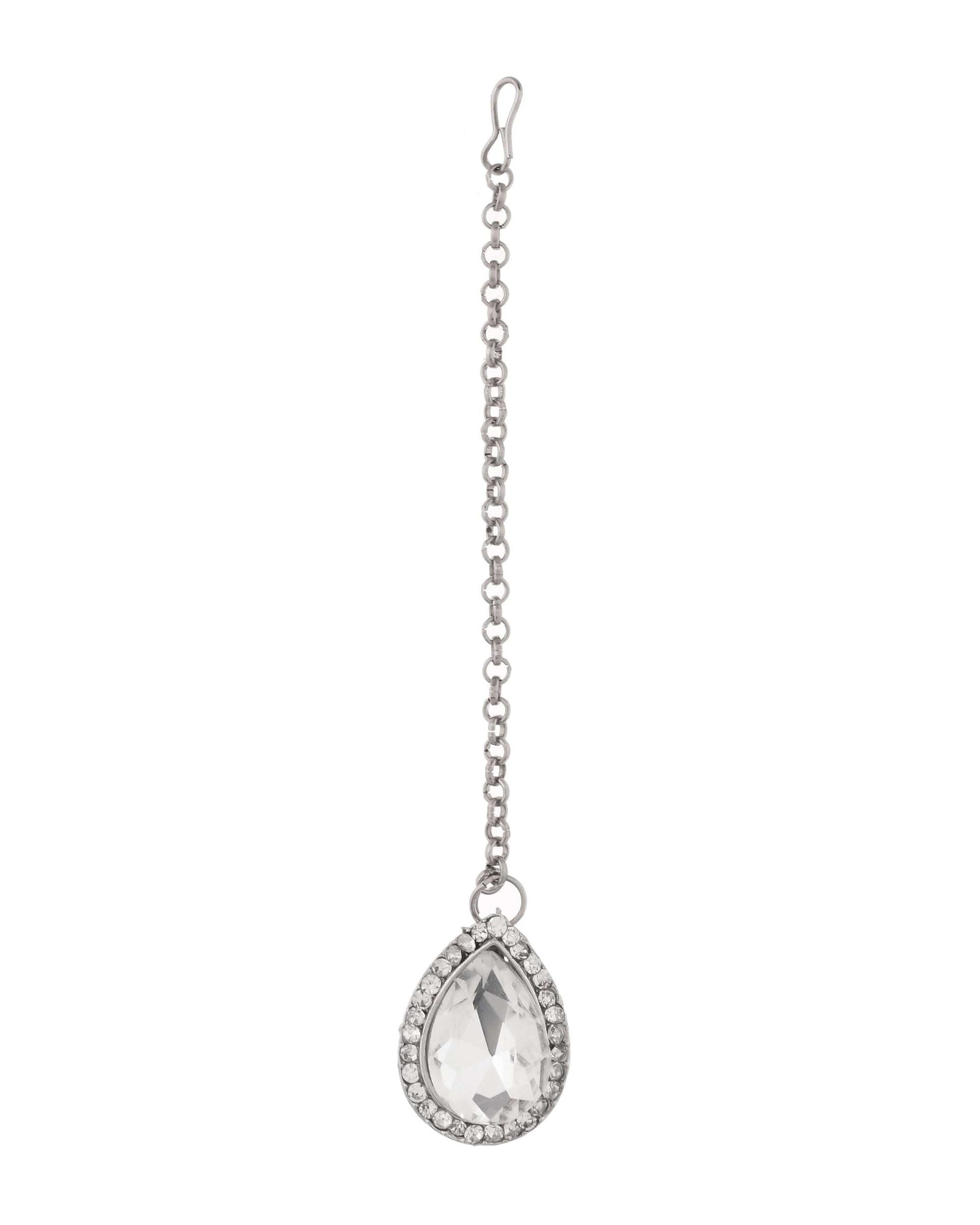 Jewels Nest Elegant Silver-Tone Crystal Drop Necklace for Weddings & Party Wear Jewels Nest