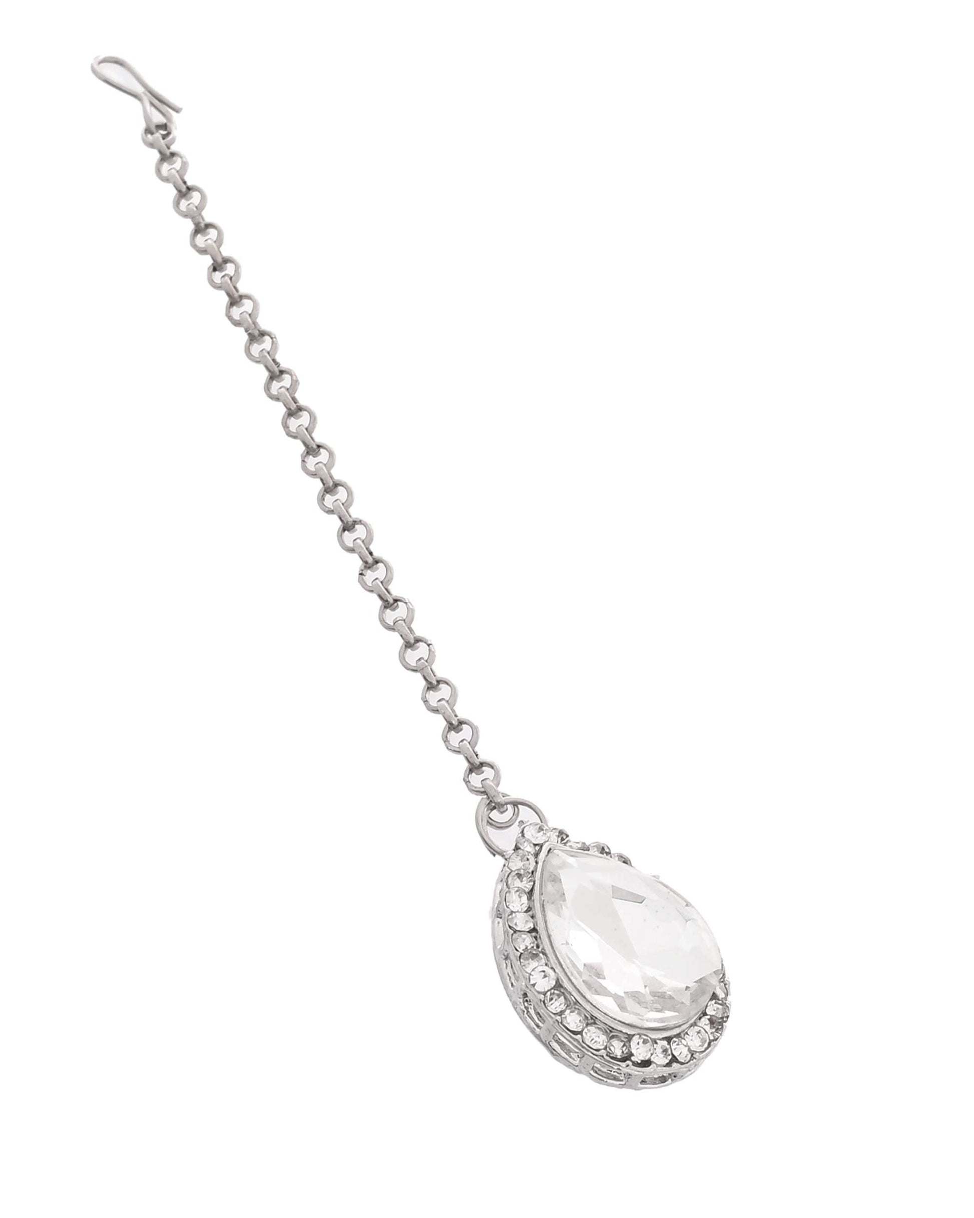 Jewels Nest Elegant Silver-Tone Crystal Drop Necklace for Weddings & Party Wear Jewels Nest