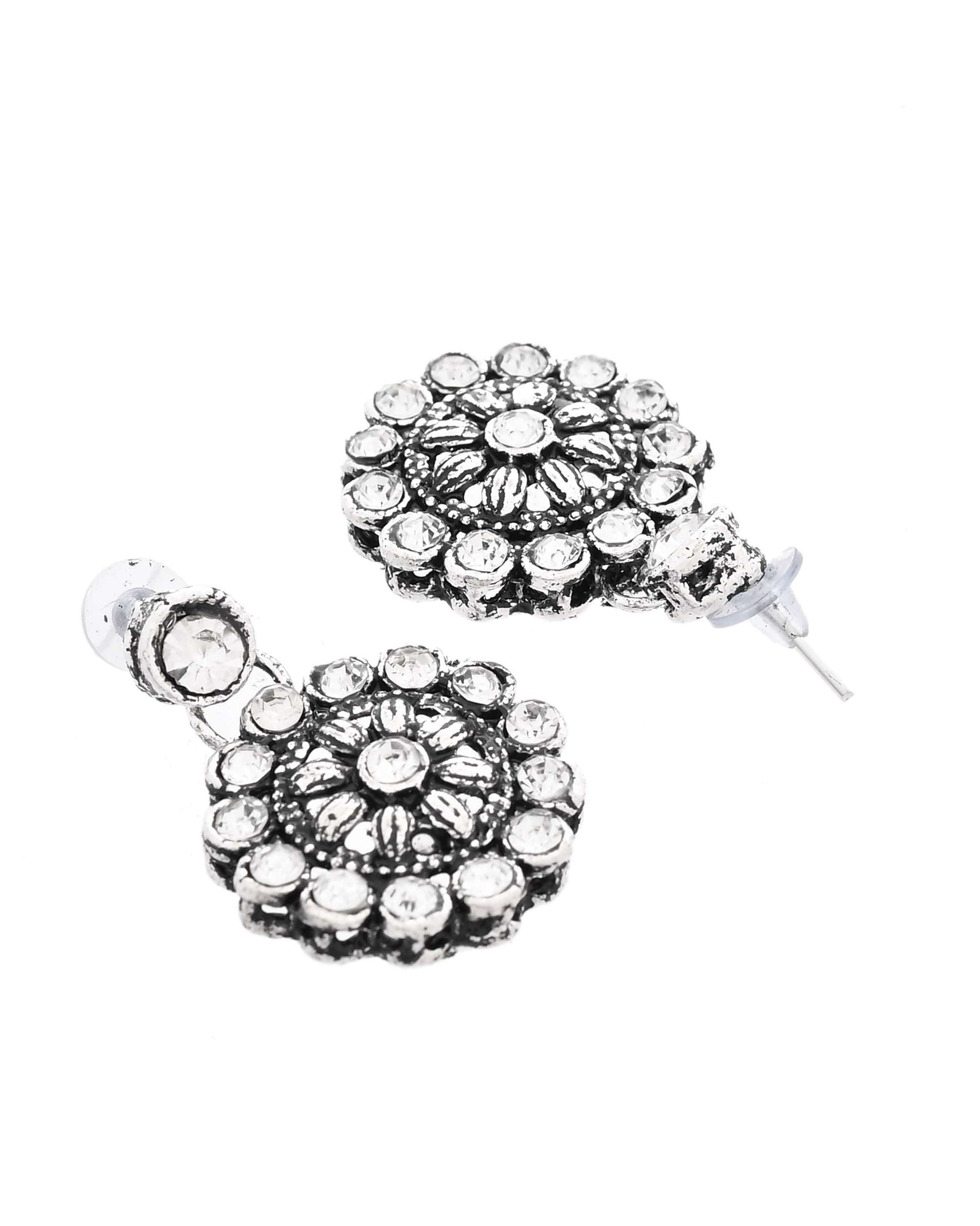 Jewels Nest Oxidised Silver Floral Necklace – Tribal Choker for Ethnic & Fusion Wear Jewels Nest