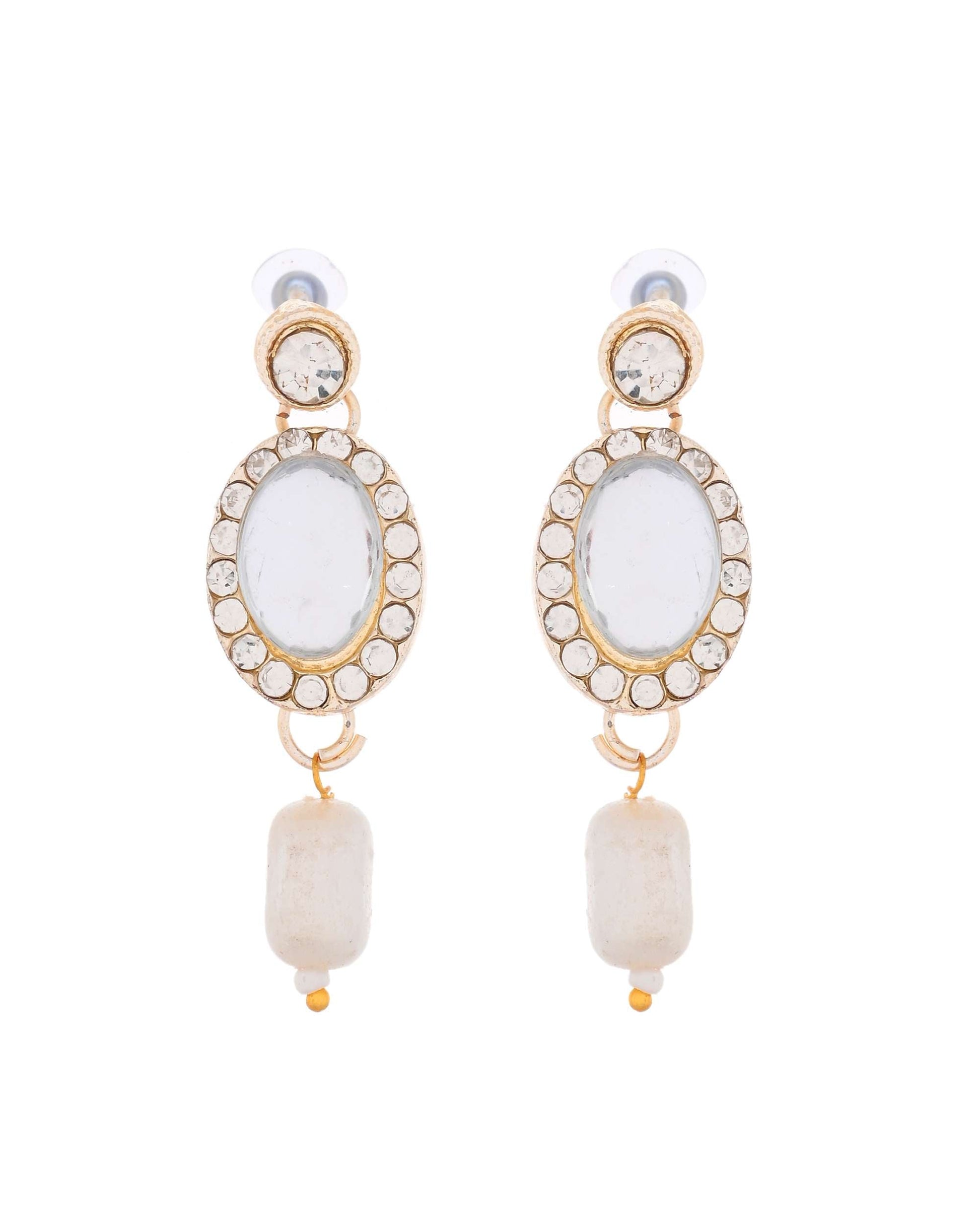 Jewels Nest Elegant White Stone & Pearl Choker Necklace Set with Earrings – Bridal & Festive Wear Jewels Nest