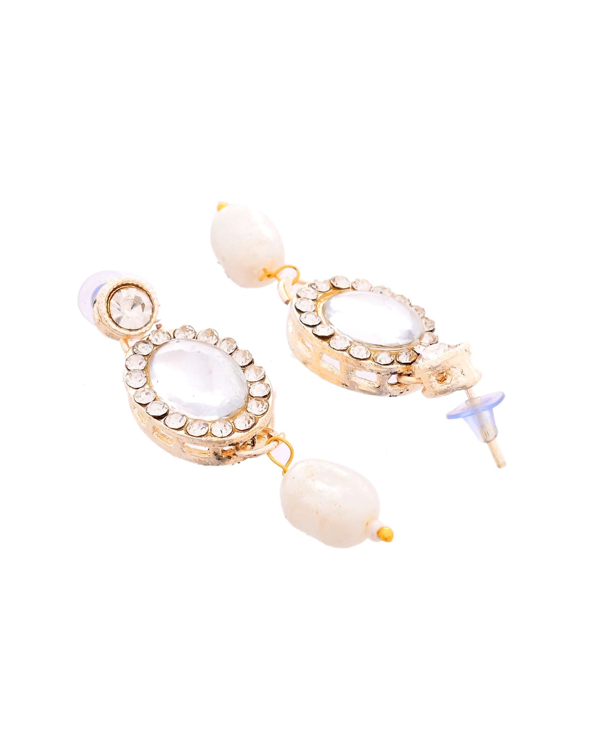 Jewels Nest Elegant White Stone & Pearl Choker Necklace Set with Earrings – Bridal & Festive Wear Jewels Nest