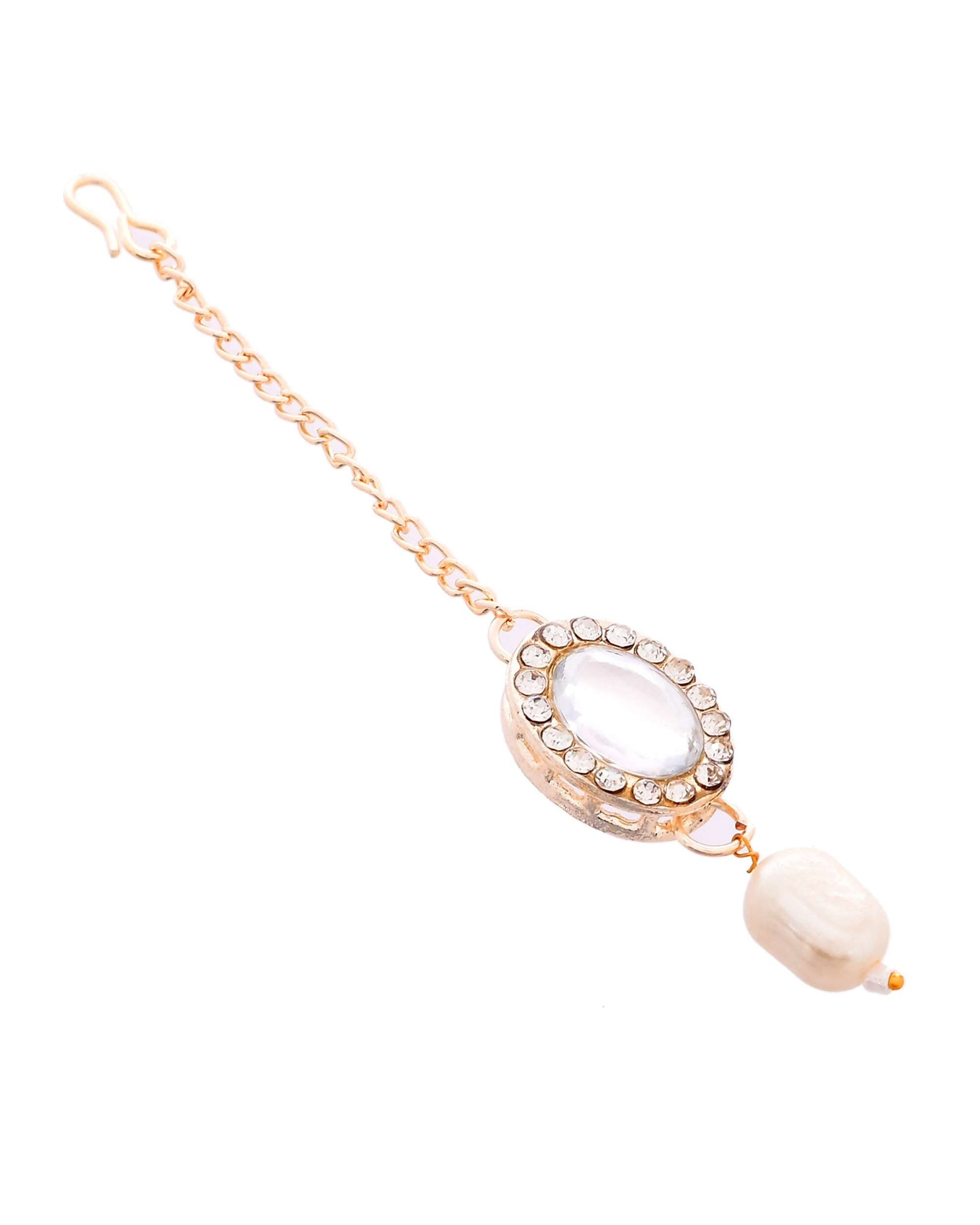 Jewels Nest Elegant White Stone & Pearl Choker Necklace Set with Earrings – Bridal & Festive Wear Jewels Nest