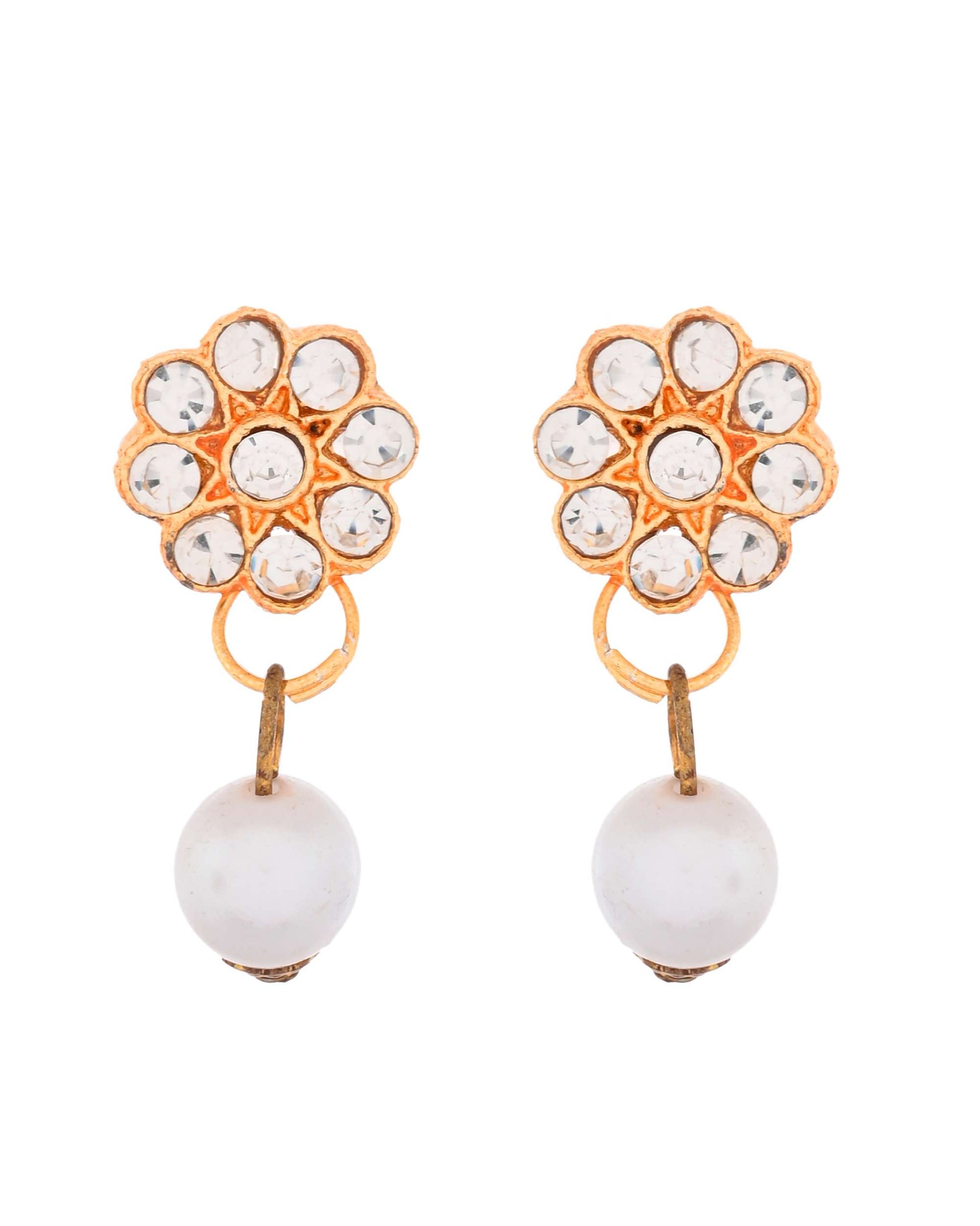 Jewels Nest Gold-Plated American Diamond Studded & Beaded Choker Jewellery Set Jewels Nest