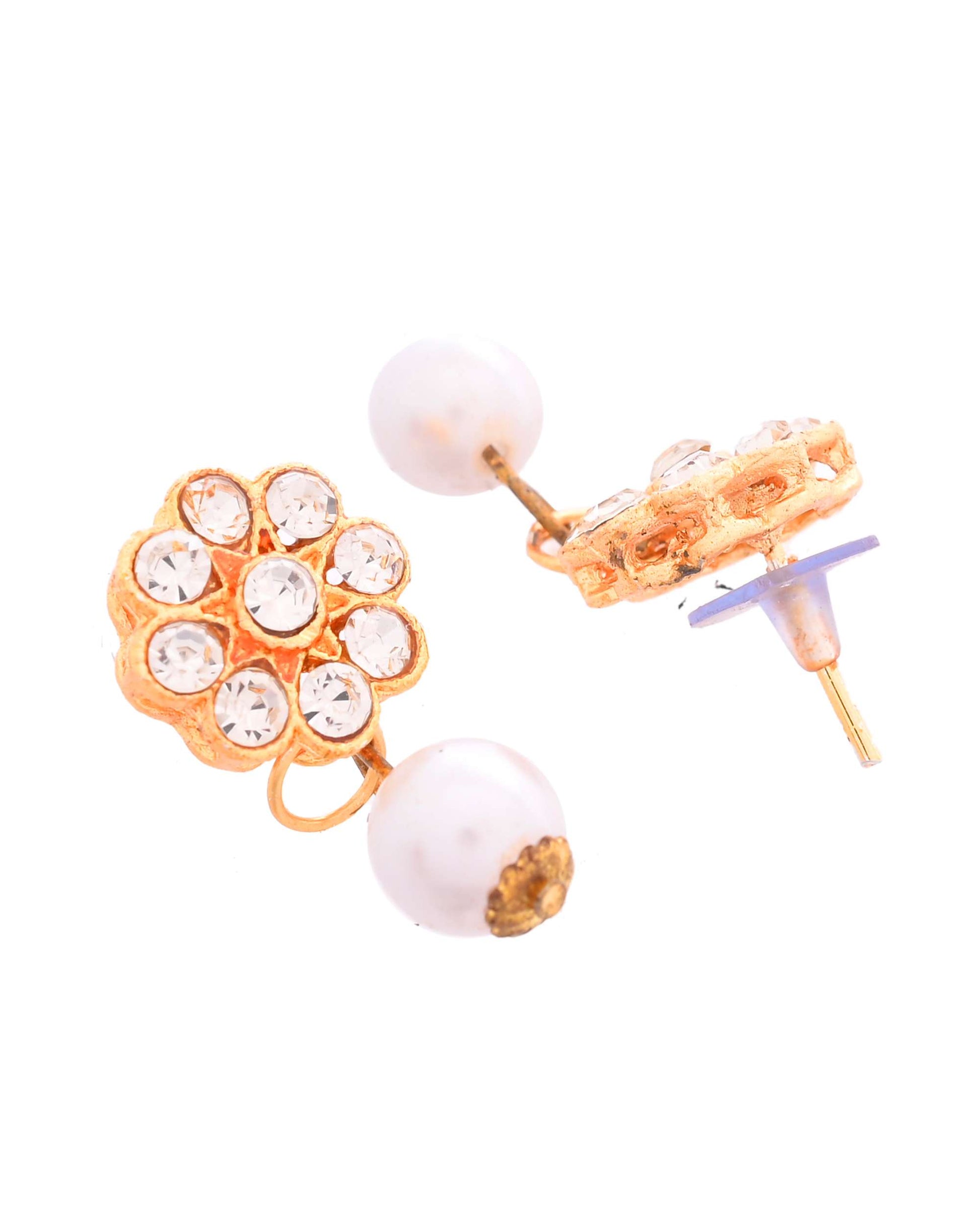 Jewels Nest Gold-Plated American Diamond Studded & Beaded Choker Jewellery Set Jewels Nest