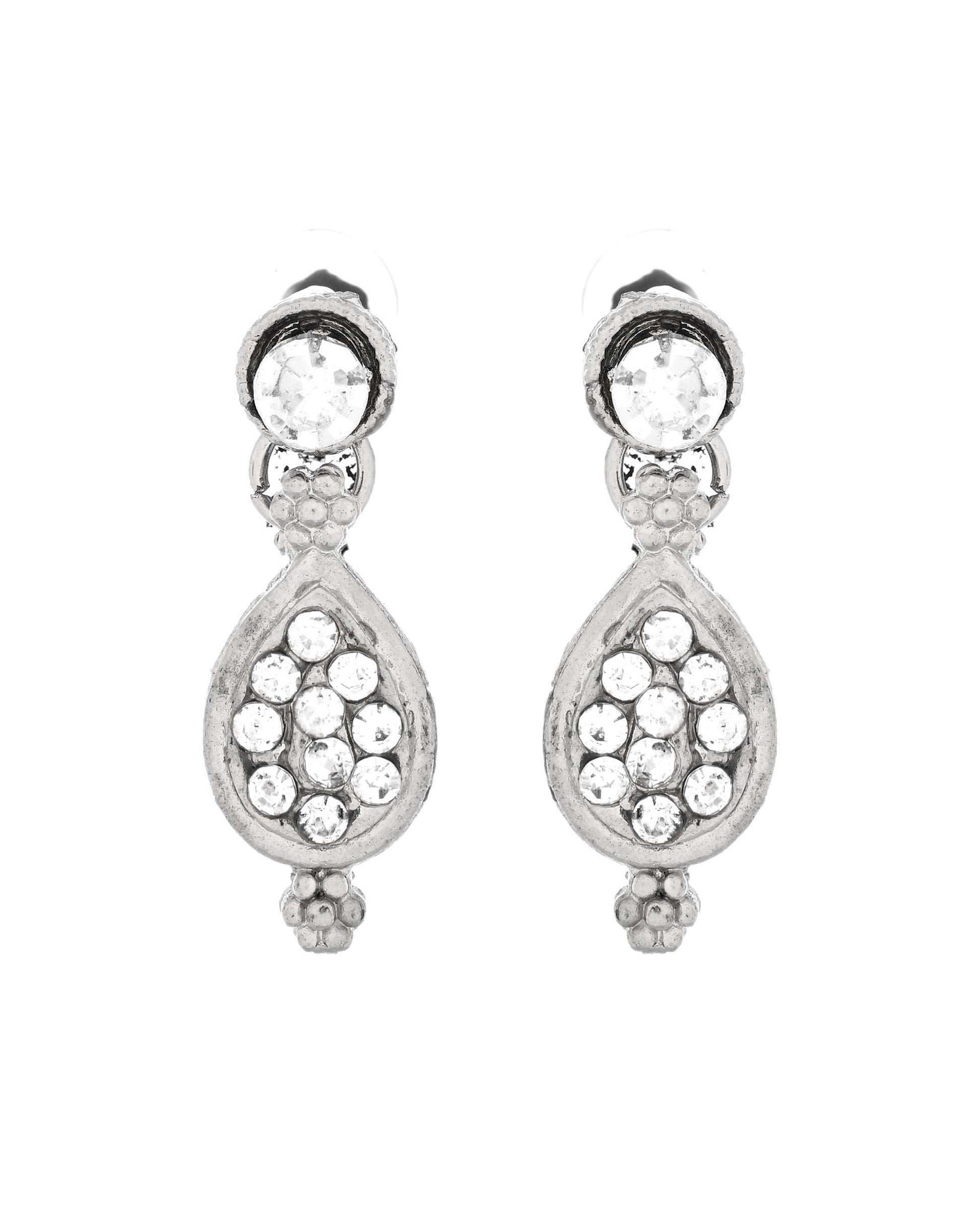 Jewels Nest Silver-Plated AD Studded Traditional Necklace Set for Women Jewels Nest