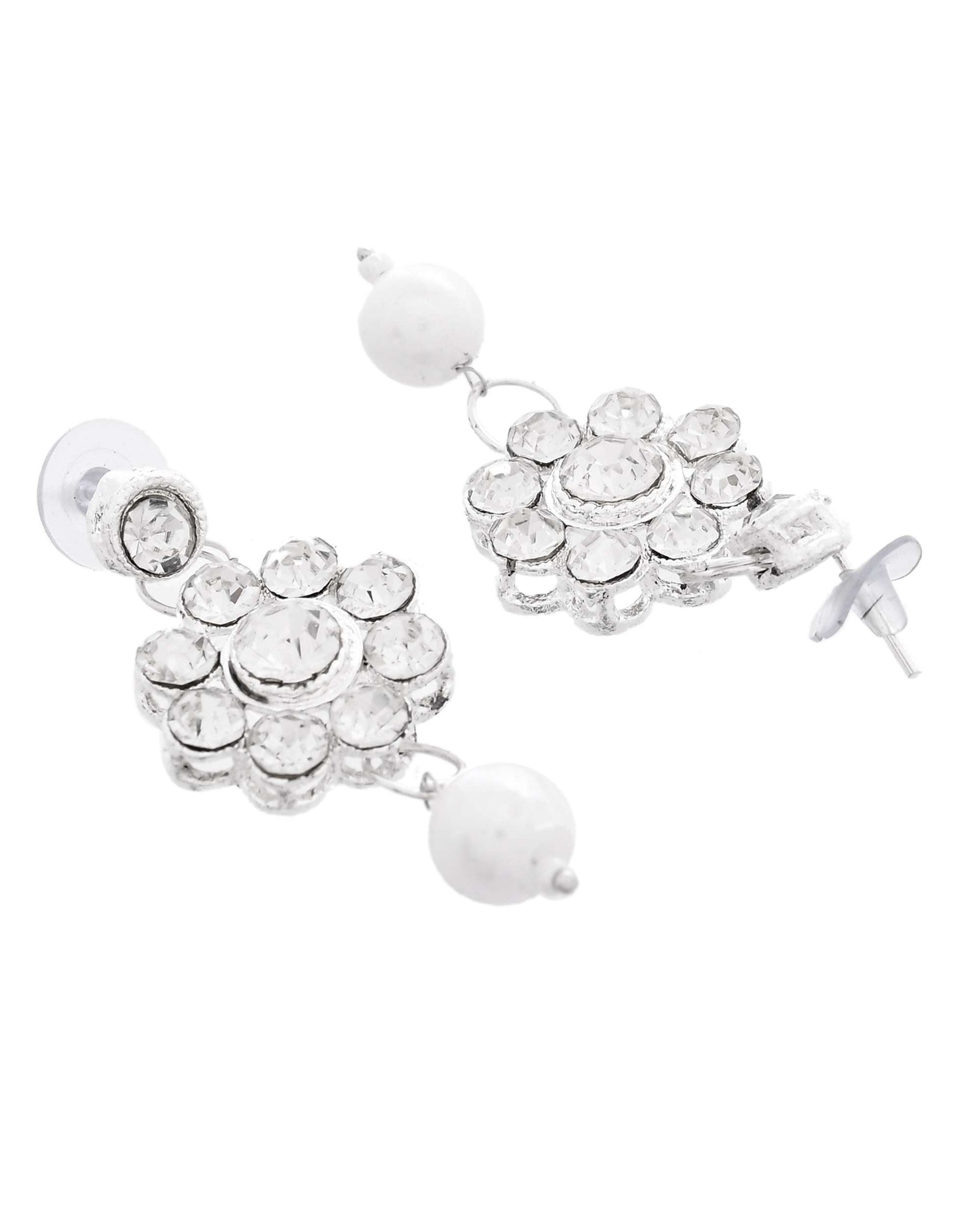 Jewels Nest Dazzling Occasion-Wear Set in Radiant Silver Finish and White Detailing Jewels Nest