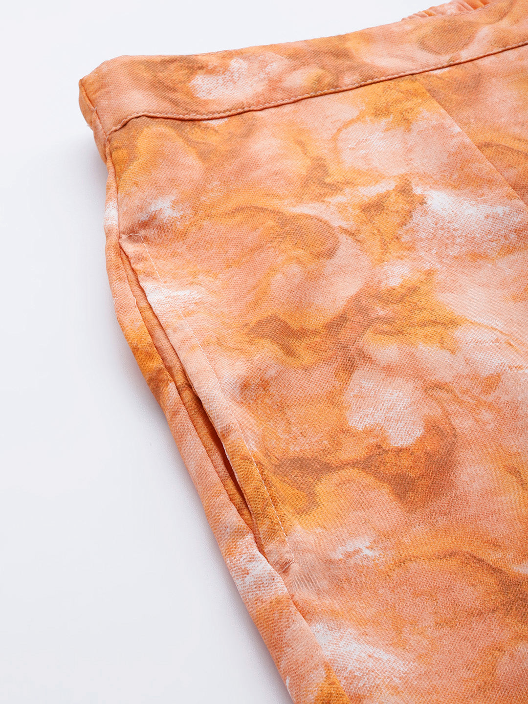 Jainish Women's Orange Printed Crop Top With Palazzos 