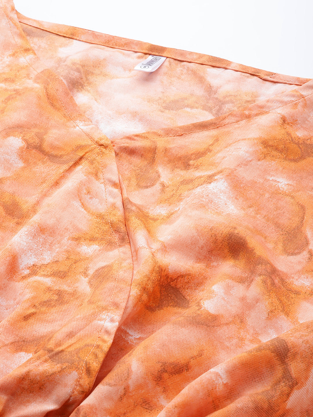 Jainish Women's Orange Printed Crop Top With Palazzos 