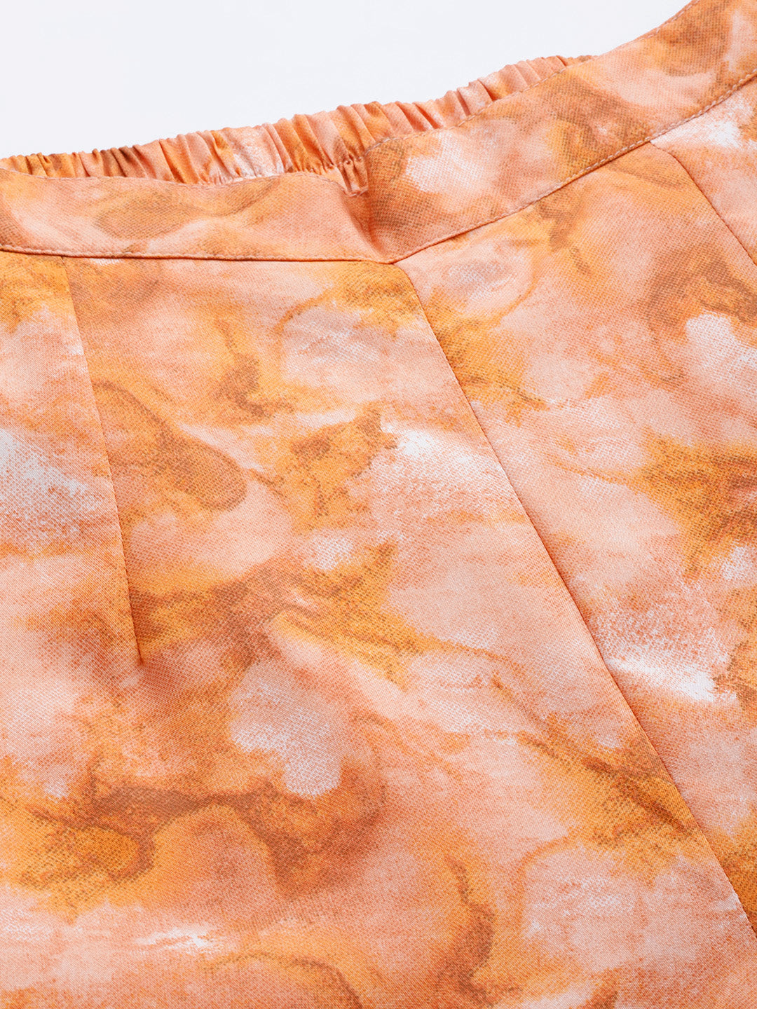 Jainish Women's Orange Printed Crop Top With Palazzos 