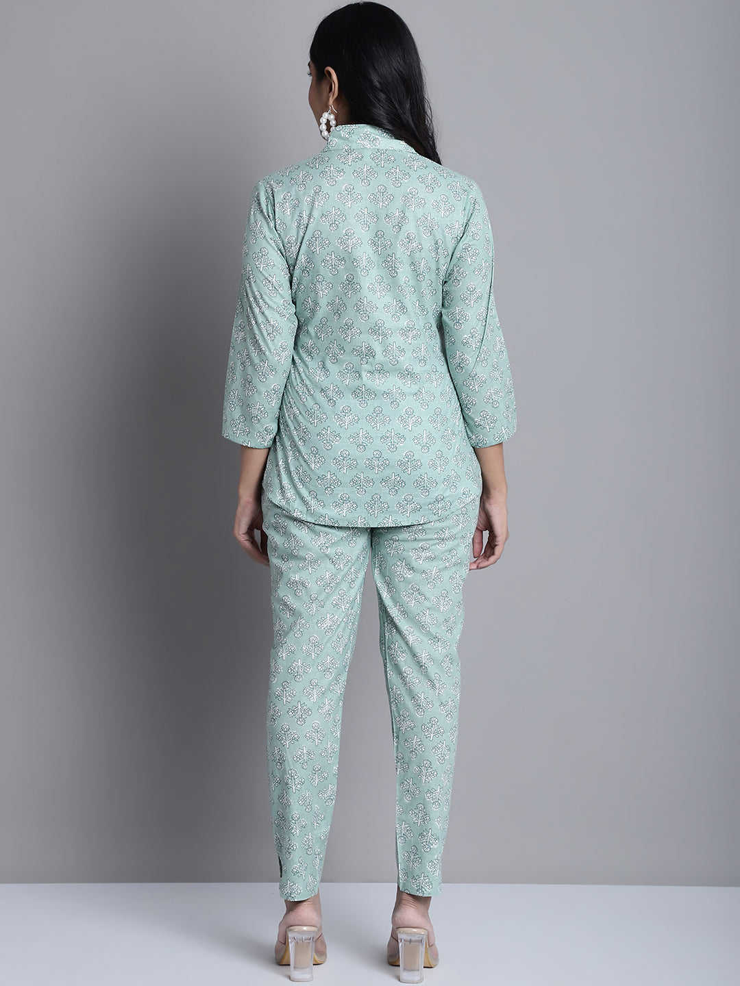 Jainish Women's WoLime Green Printed Shirt and Trouser Co-ords Set 