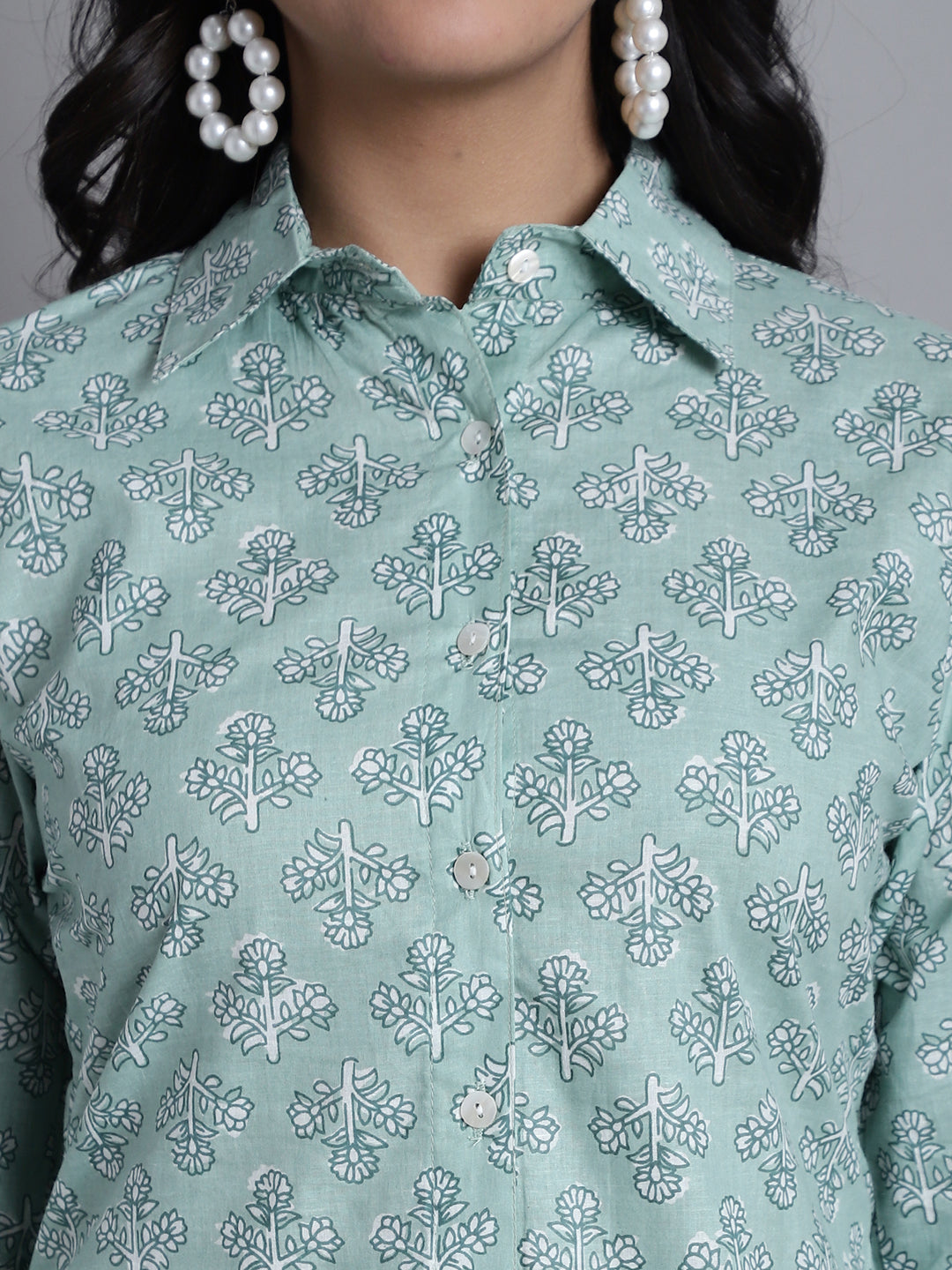 Jainish Women's WoLime Green Printed Shirt and Trouser Co-ords Set 