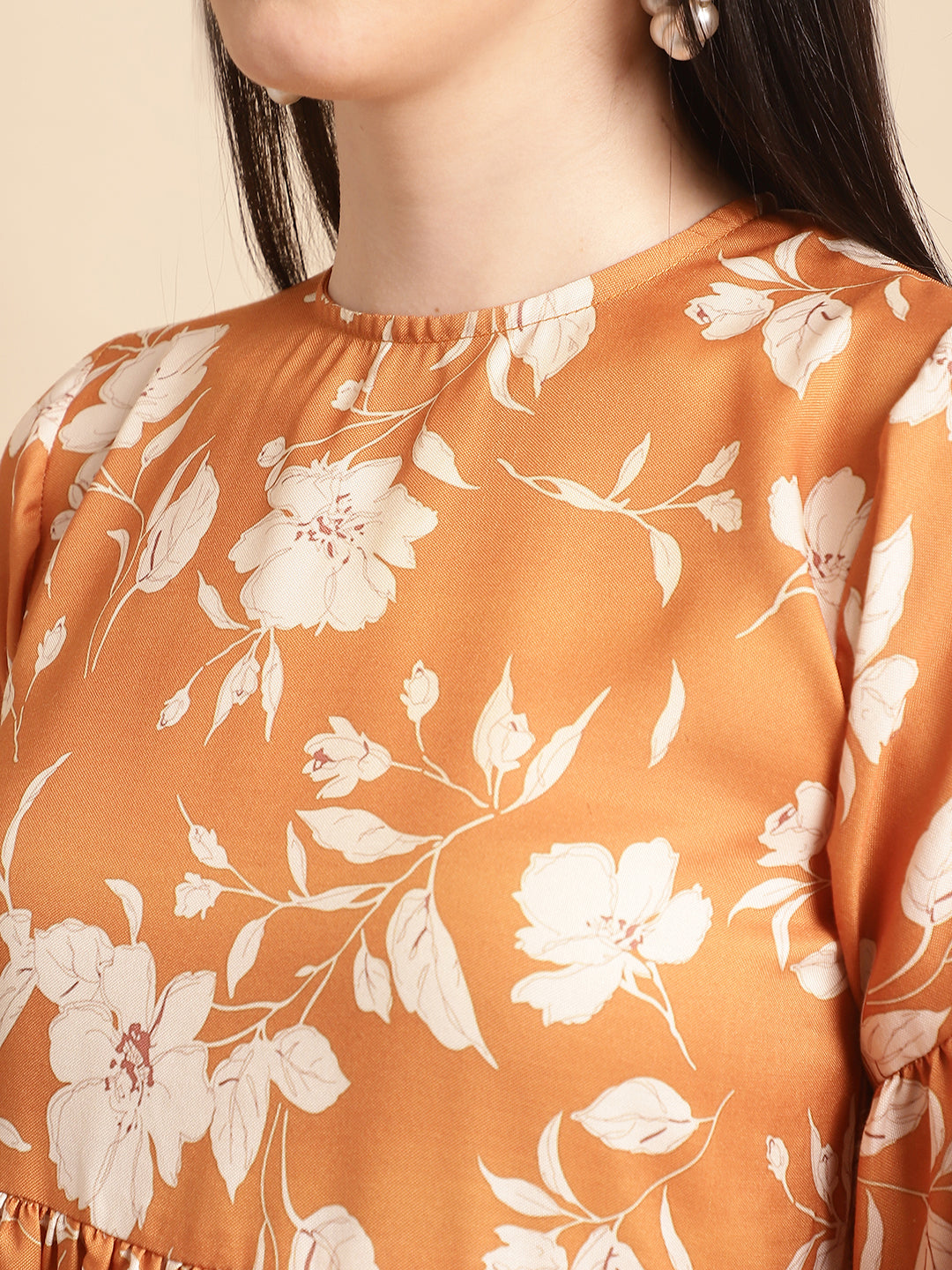 Jainish Women's Mustard Printed A-Line Dress