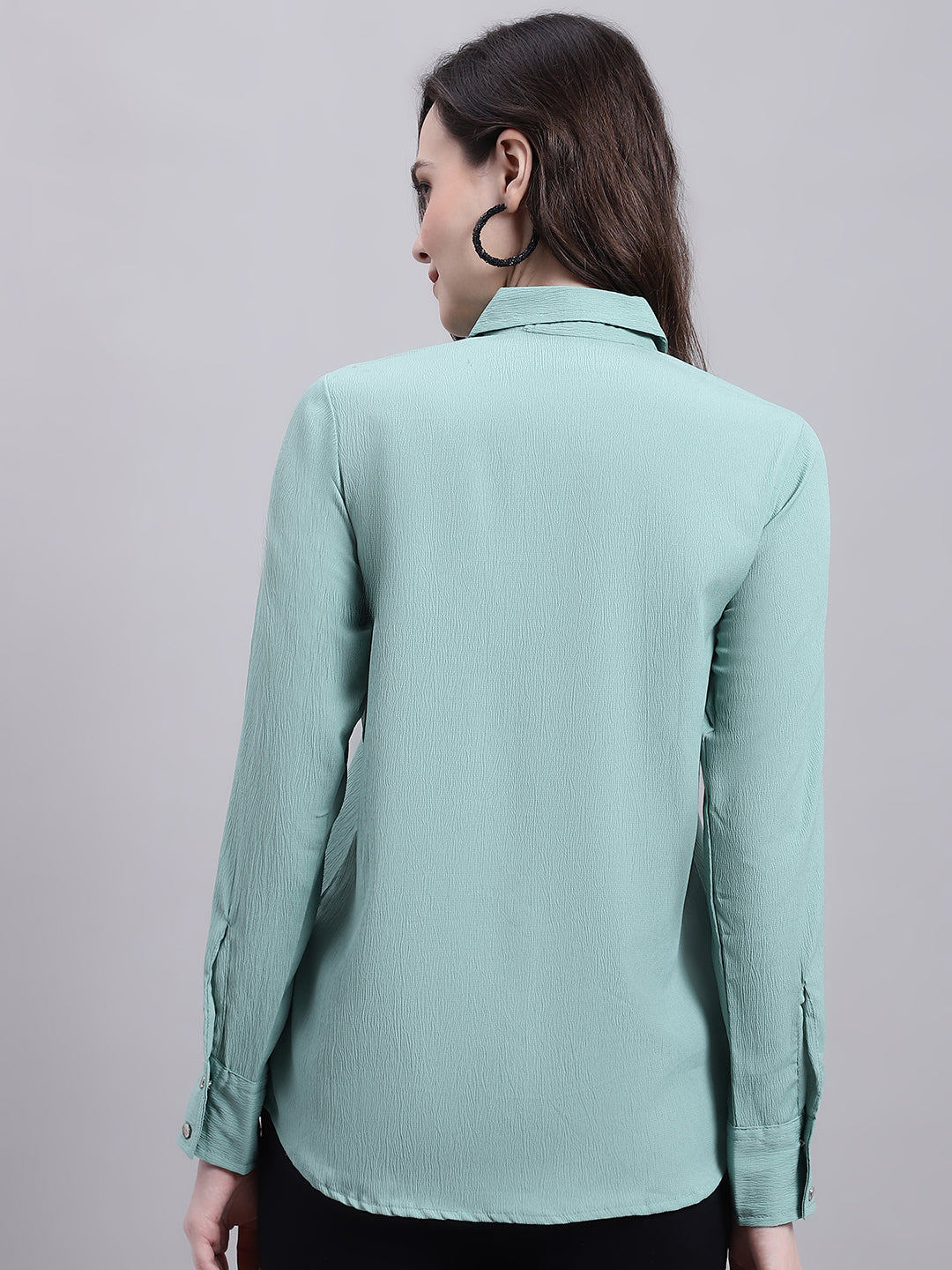 Jainish Women's Green Solid Shirt