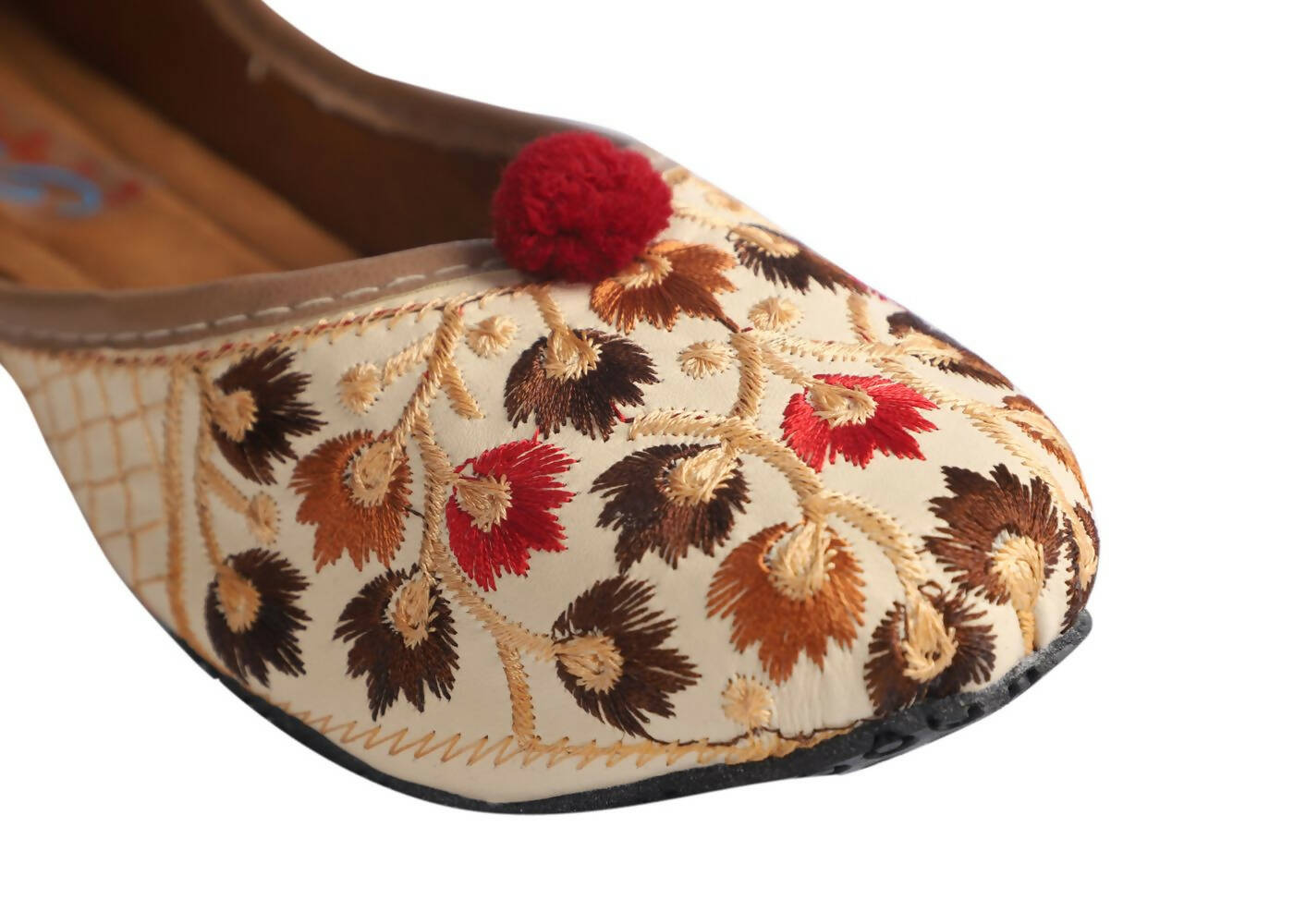 Tiny Bugs Girls Ethnic Floral Embroidered Juttis - Beige  Grab2Buy Tiny Bugs Grab2Buy