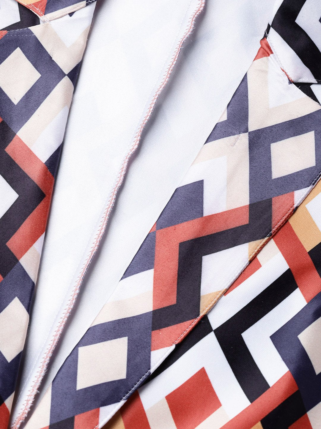 Jompers Women Multi-Coloured Satin Finish Printed Single-Breasted Blazer