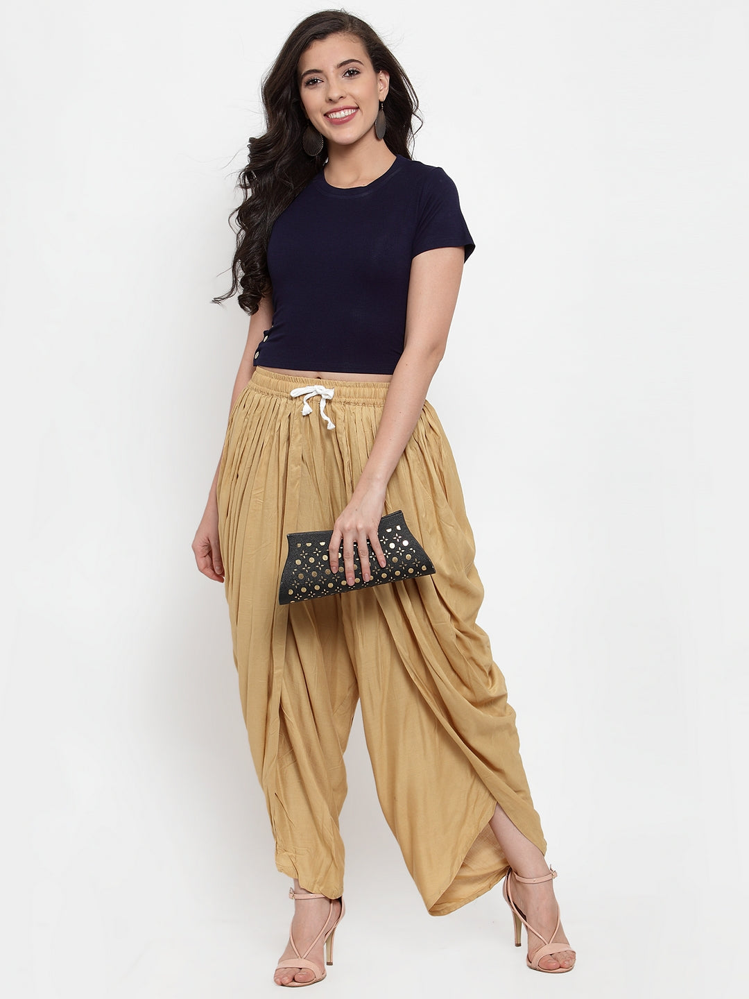 Jompers Women Beige Solid Dhoti