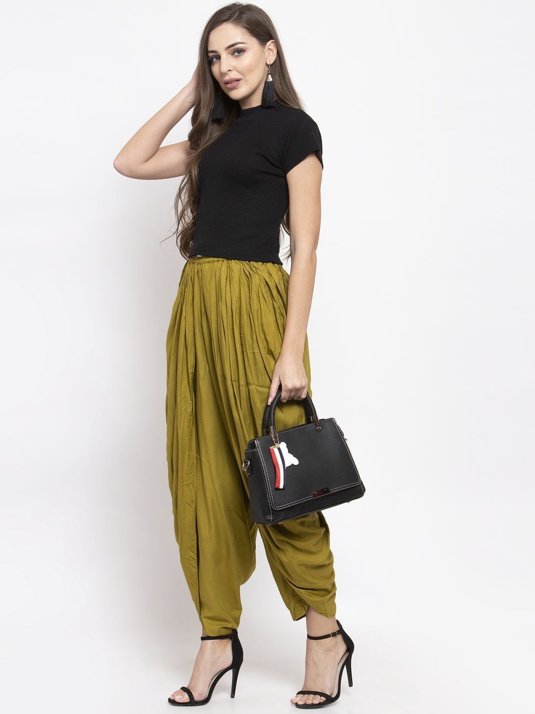 Jompers Women Green Solid Dhoti