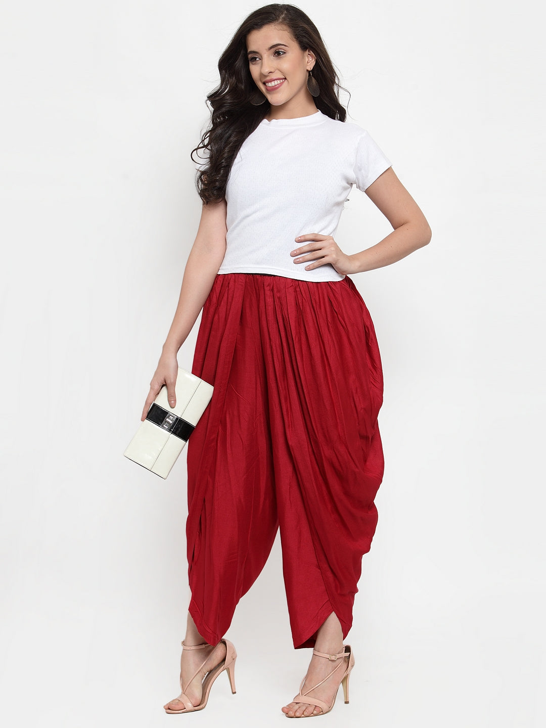 Jompers Women Maroon Solid Dhoti