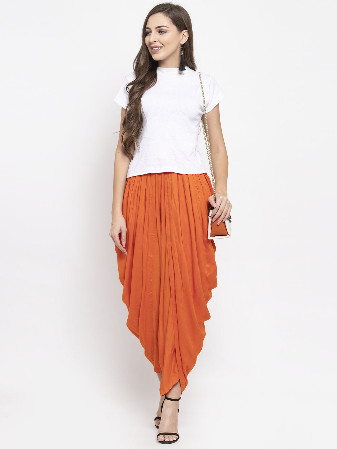 Jompers Women Orange Solid Dhoti